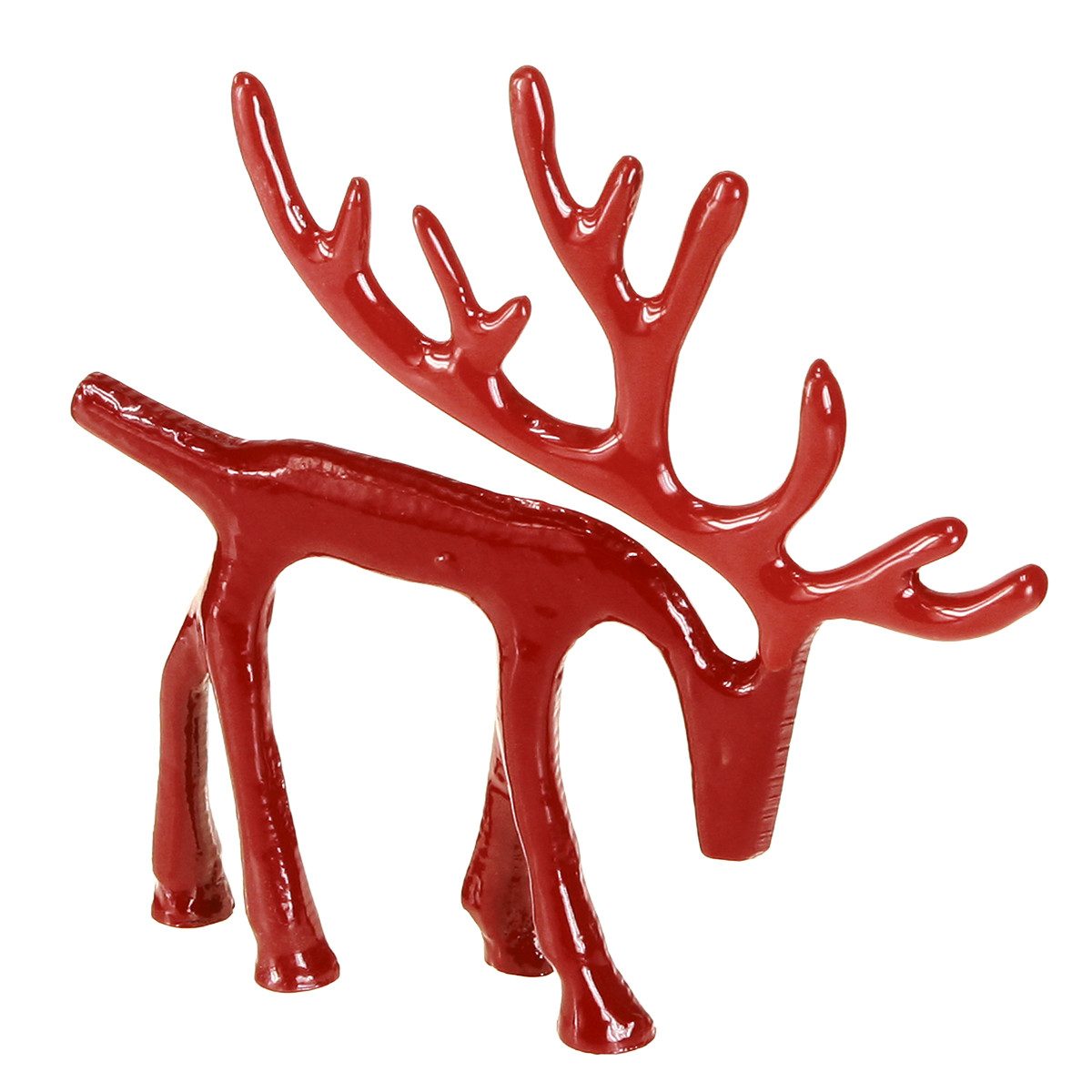Weihnachtsmann Rentier Deko Figur Metall Tischdeko Weihnachten modern rot 15cm