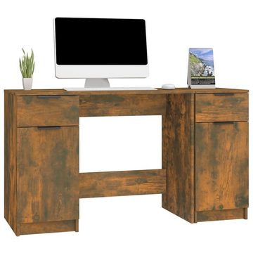 vidaXL Schreibtisch Schreibtisch mit Beistellschrank Räuchereiche Holzwerkstoff