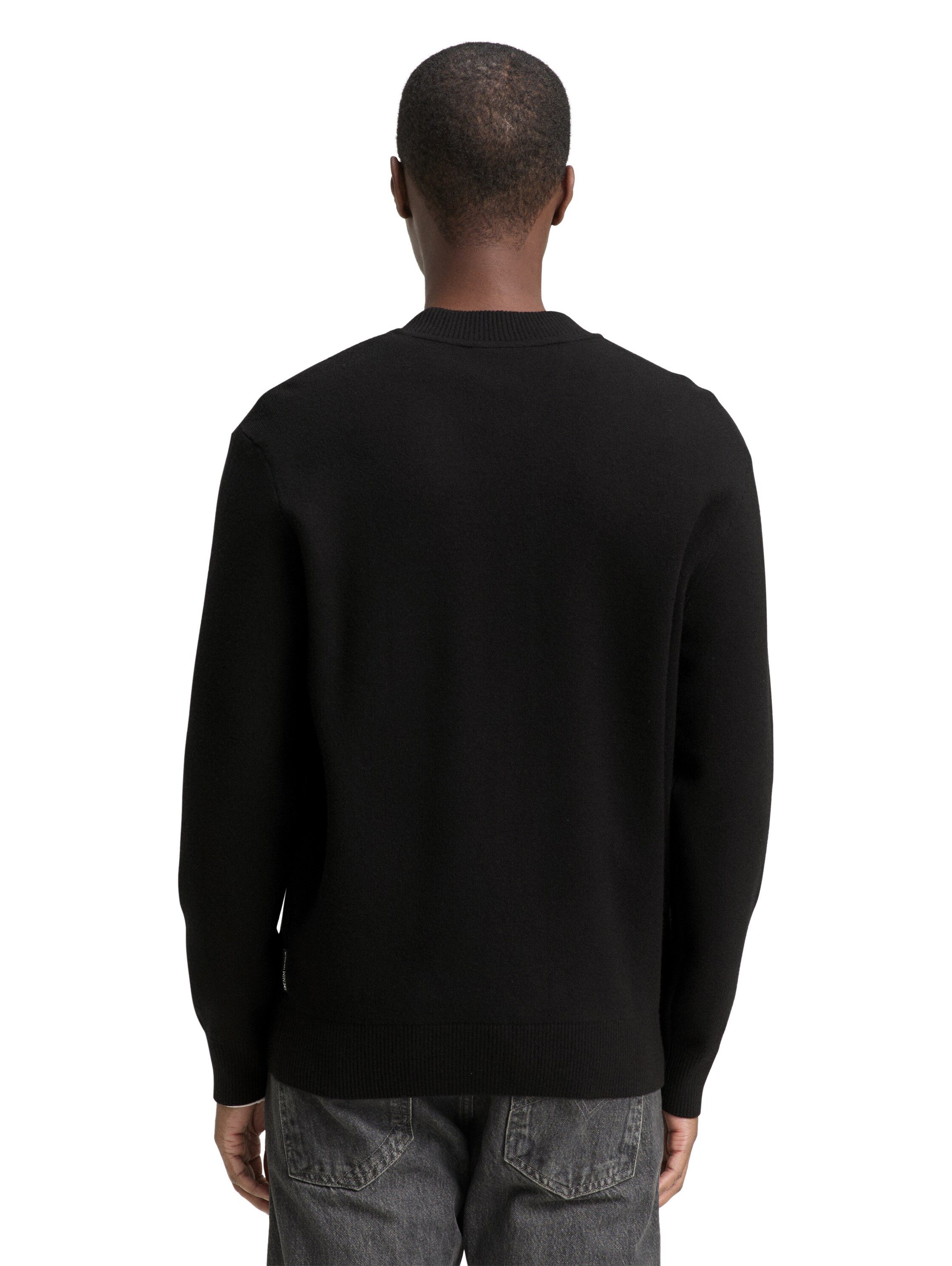 TOM TAILOR Denim Strickpullover mit Rippbündchen
