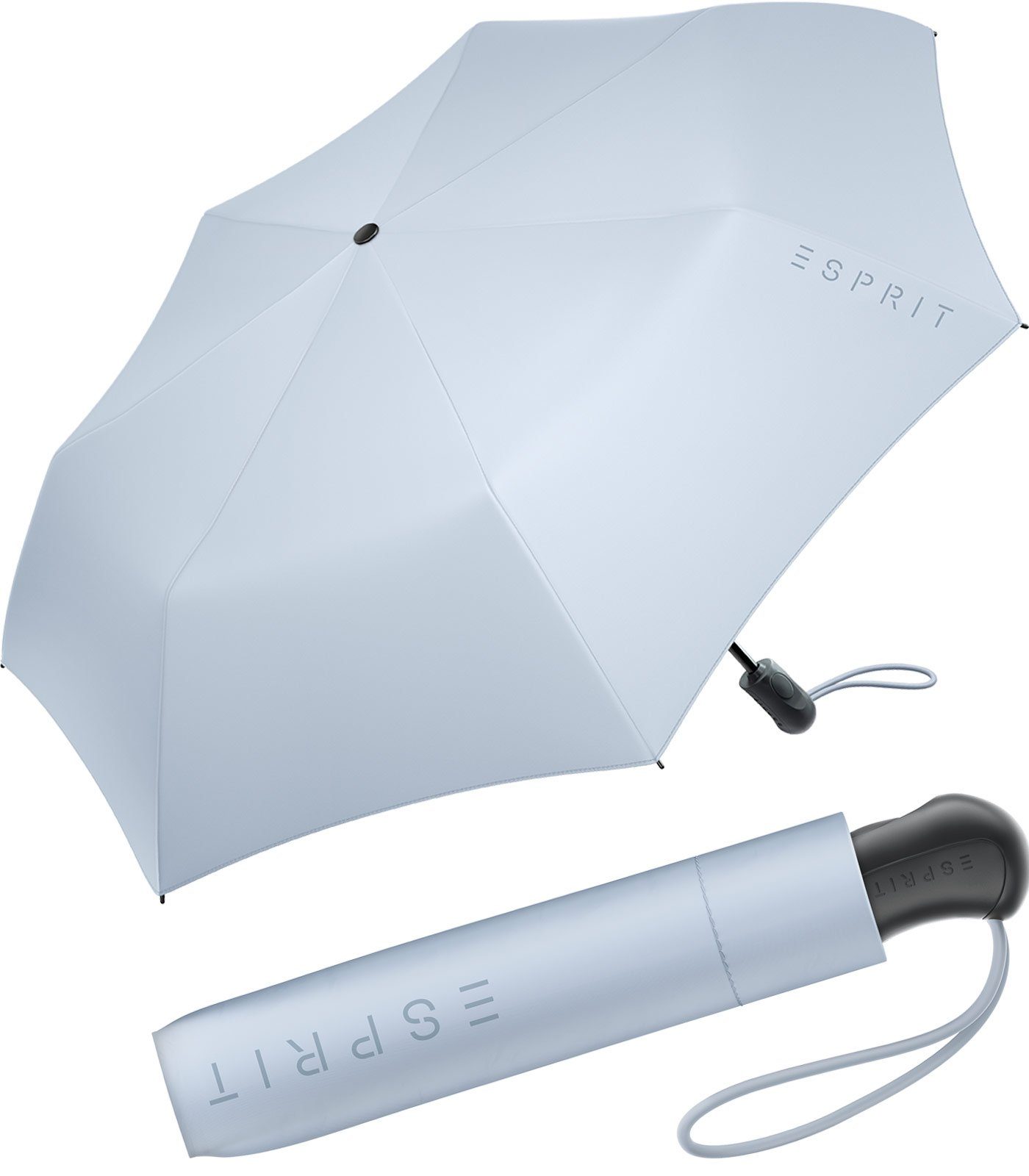 Esprit Taschenregenschirm Damen Easymatic Light Auf-Zu Automatik FJ 2022, stabil und praktisch, in den neuen Trendfarben blau | Taschenschirme