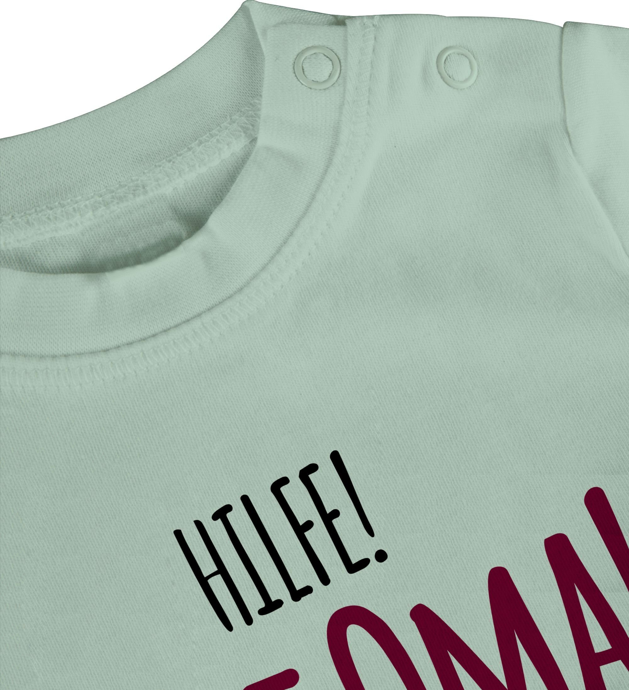 Shirtracer T-Shirt Geschenk Hilfe Geburt Oma Holt Sprüche Baby 1 Omi Mintgrün 