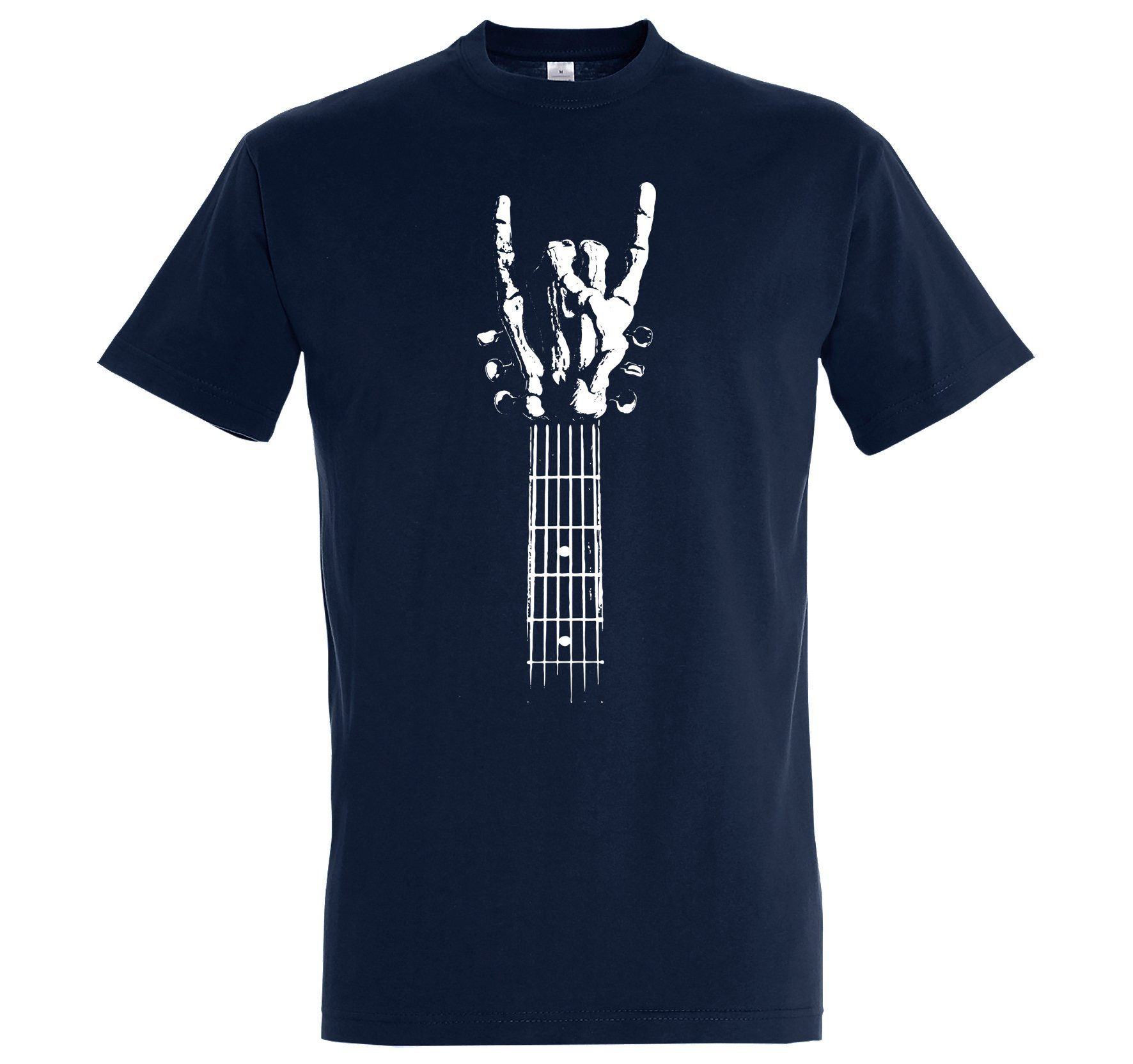 Herren Frontprint Shirt Gitarre Navyblau Designz mit T-Shirt trendigem Youth Rock