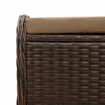 vidaXL Hocker Gartenhocker mit Kissen Braun 58x46x46 cm Poly Rattan (1 St)