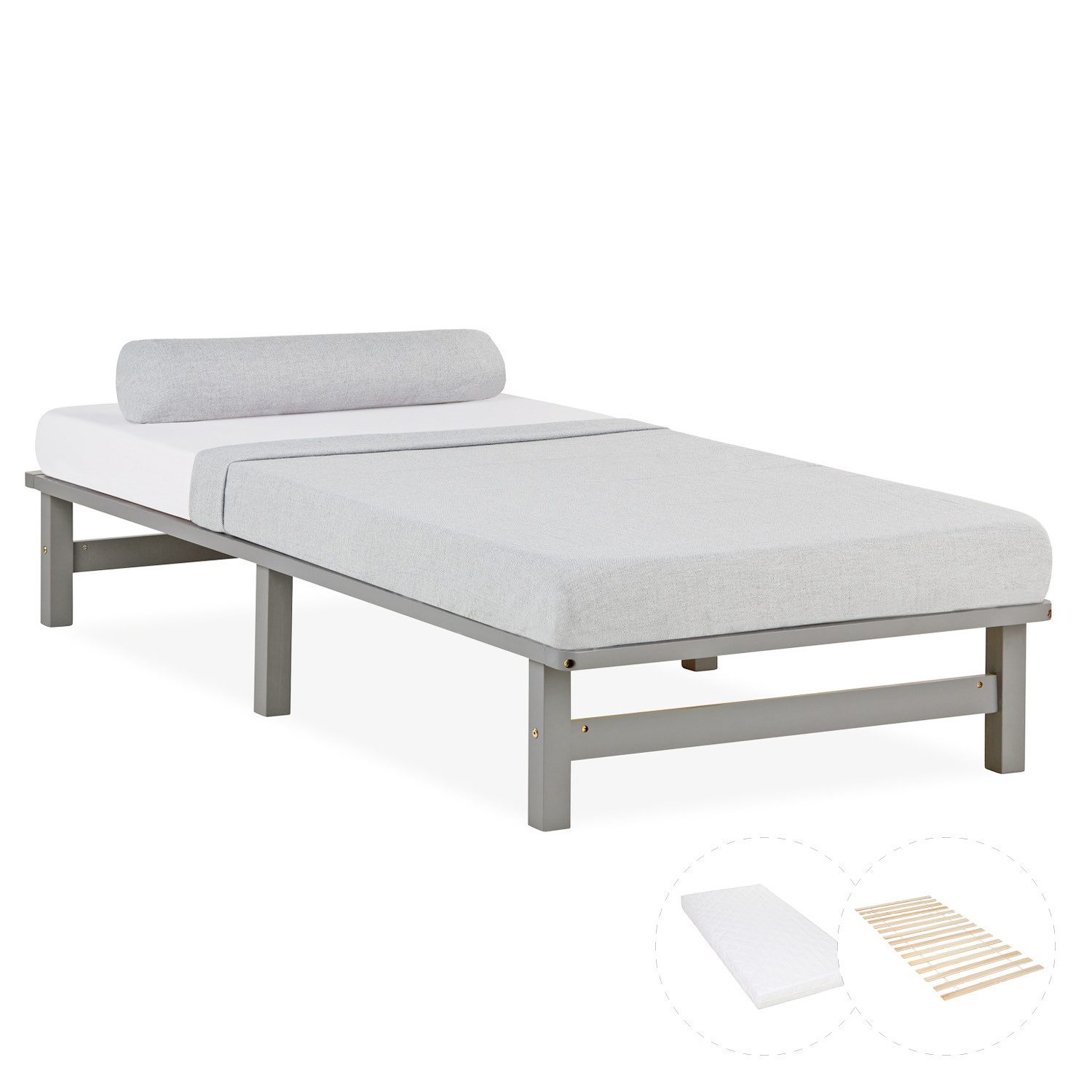 Homestyle4u Holzbett 90/100/140x200 Palettenbett Massivholzbett Futonbett günstig online kaufen