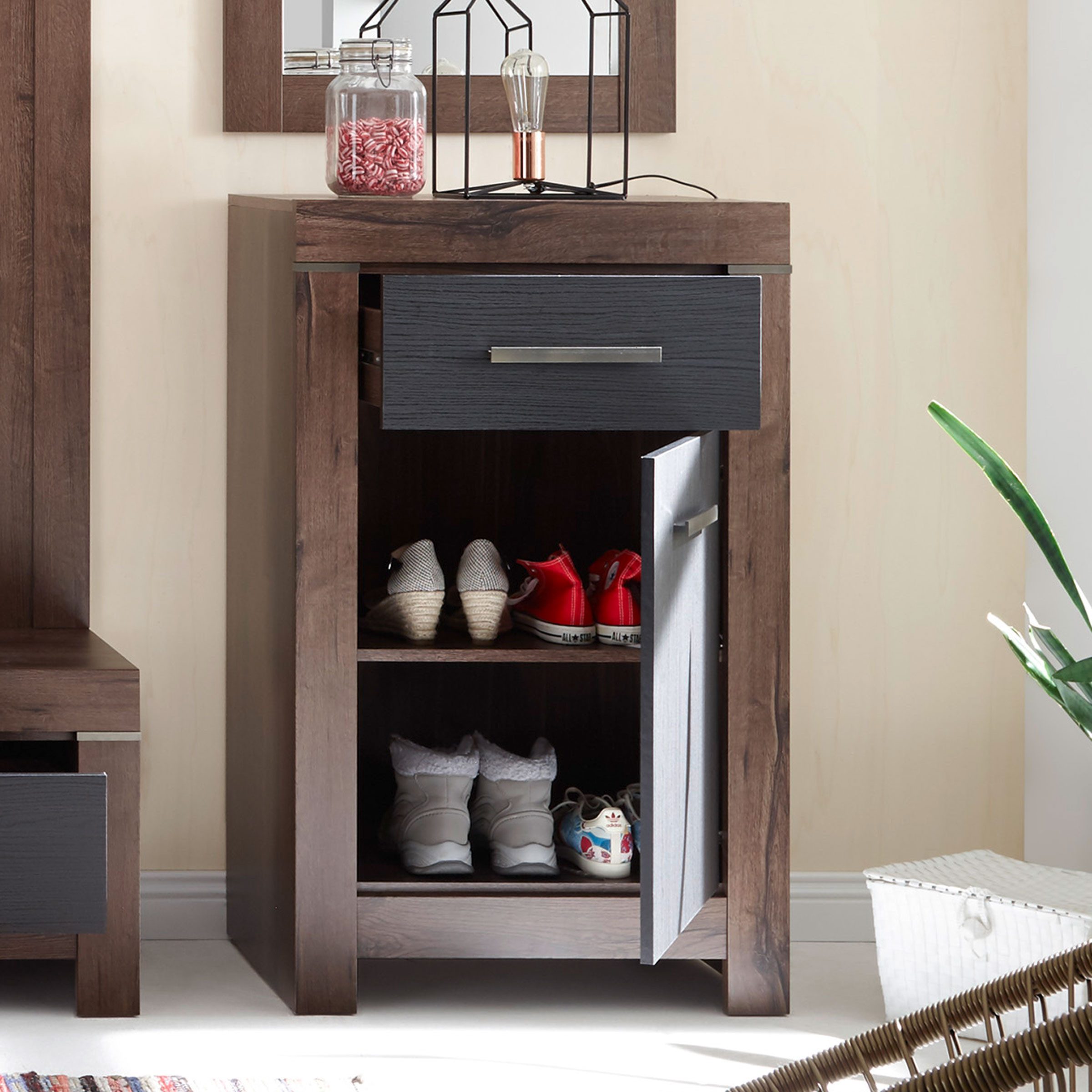 Bega Consult Kommode Kommode Balin Schubkastenkommode Schwarz Eiche Canyon Dekor