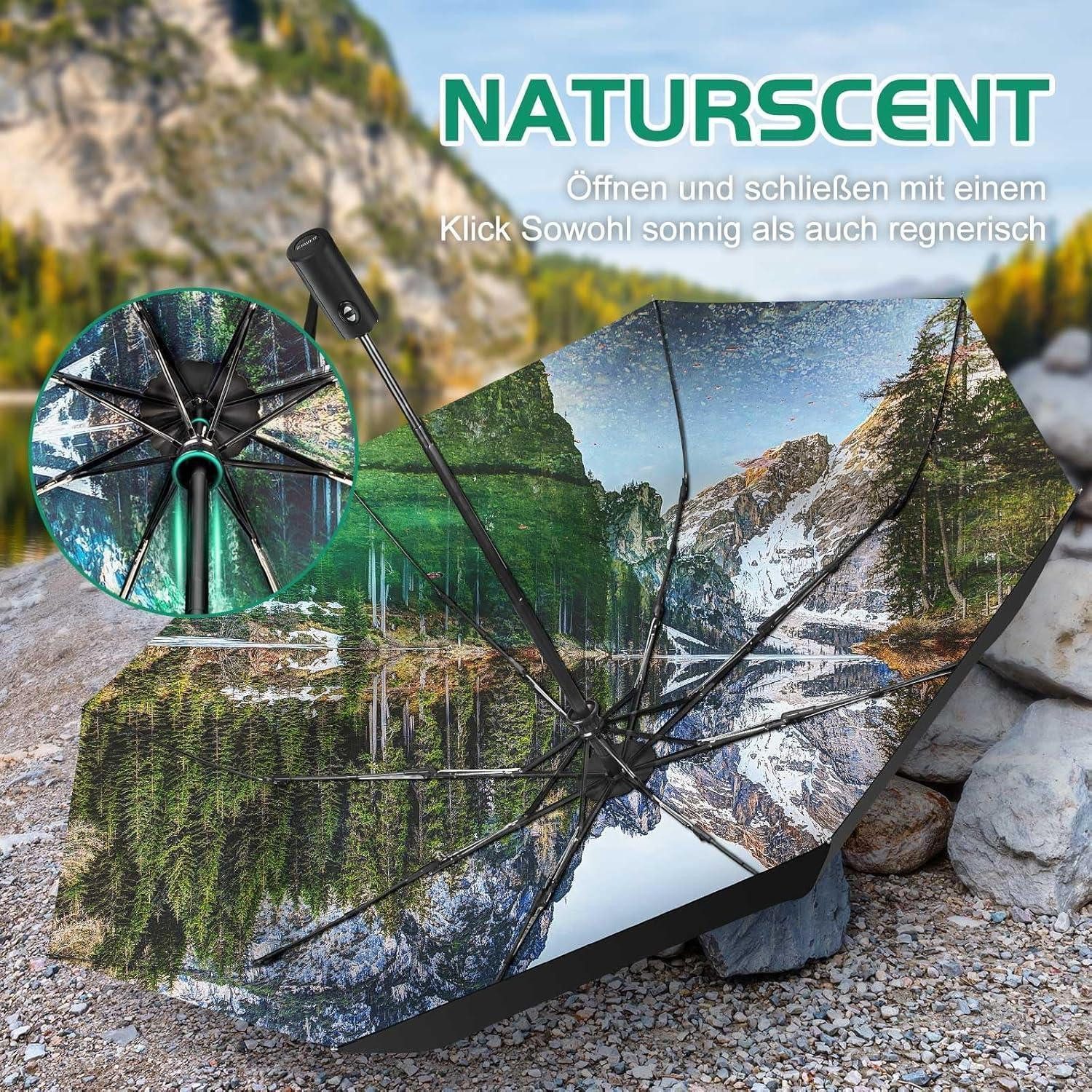 ZUOYOUZ Taschenregenschirm Faltbarer Regenschirm mit niedlichen Aufdrucken, UV-Schutz, kompakt
