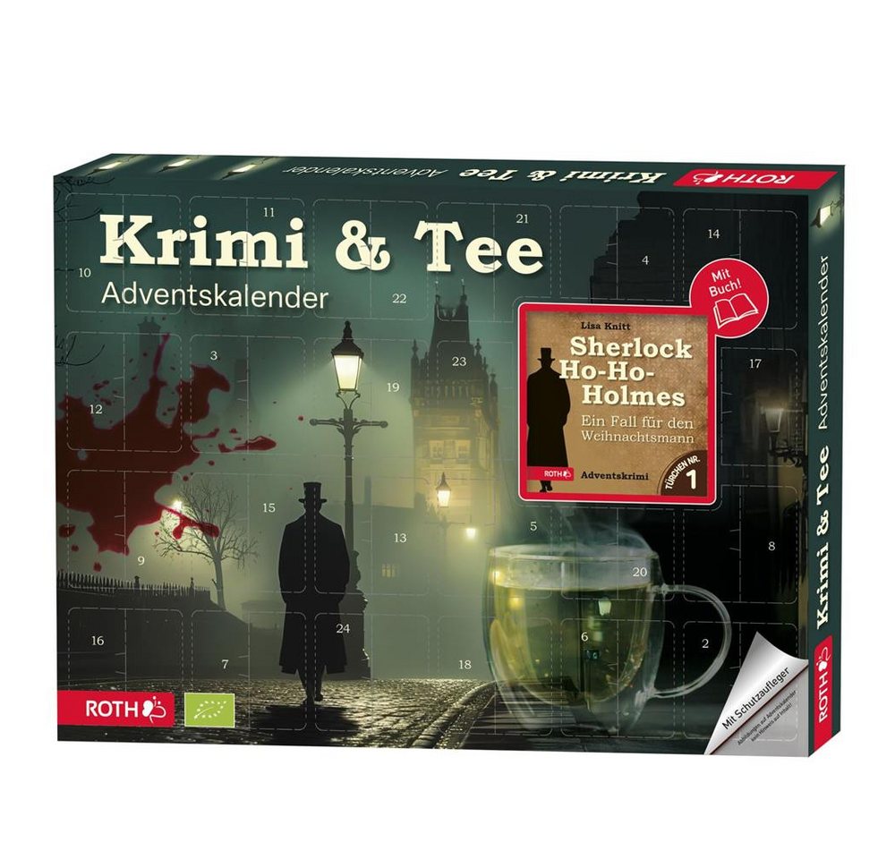 Roth Tee Krimi & Bio-Tee-Adventskalender mit Krimi-Buch Adventskalender, Krimigeschichte, Lesemomente, Teevielfalt, Spannung, Genussmomente