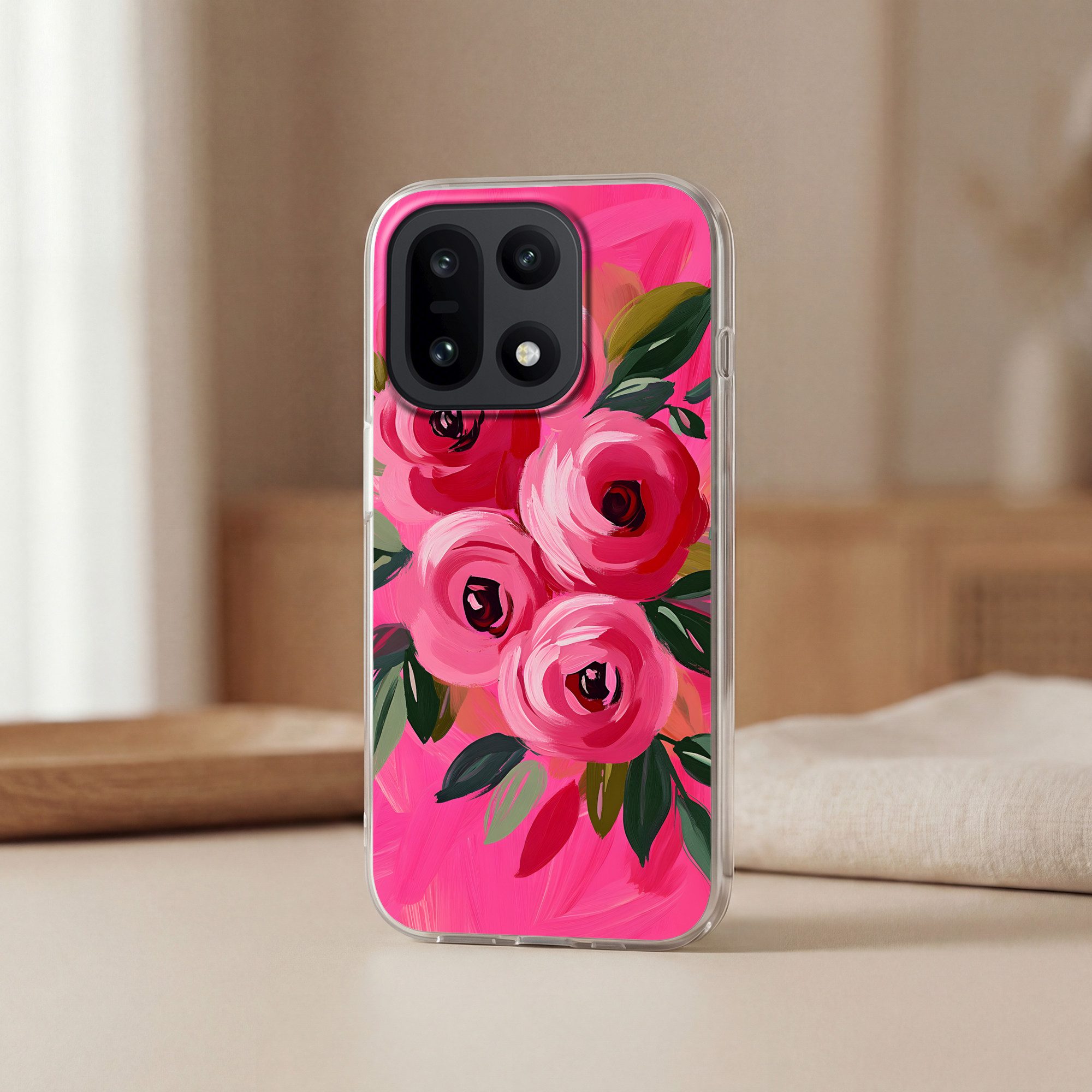 MuchoWow Handyhülle für OnePlus 15 Blumen - Farbe - Rosa, Phone Case, Silikon, Schutzhülle Dünn
