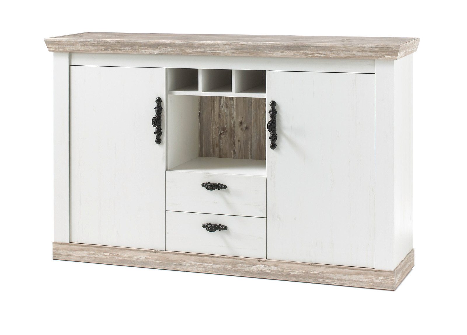 Furn.Design Sideboard Rovola (Kommode in Pinie weiß mit Oslo-Pinie, 168 x 104 cm), mit viel Stauraum