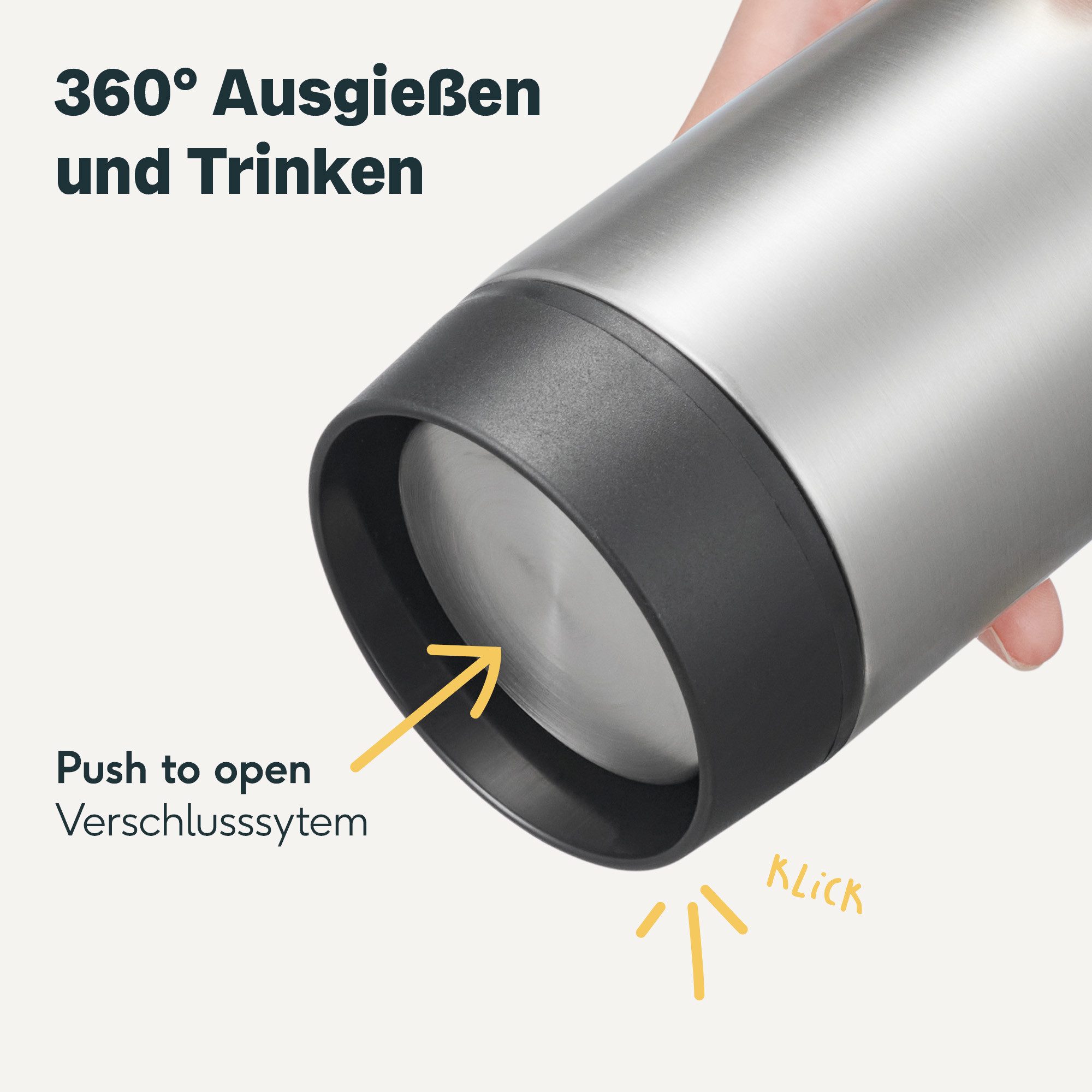 SILBERTHAL Thermobecher Thermobecher to go 350ml - 6h warm & 12h kalt, 1-tlg., Edelstahl, Keramik im Inneren, 6h warm, 12h kalt