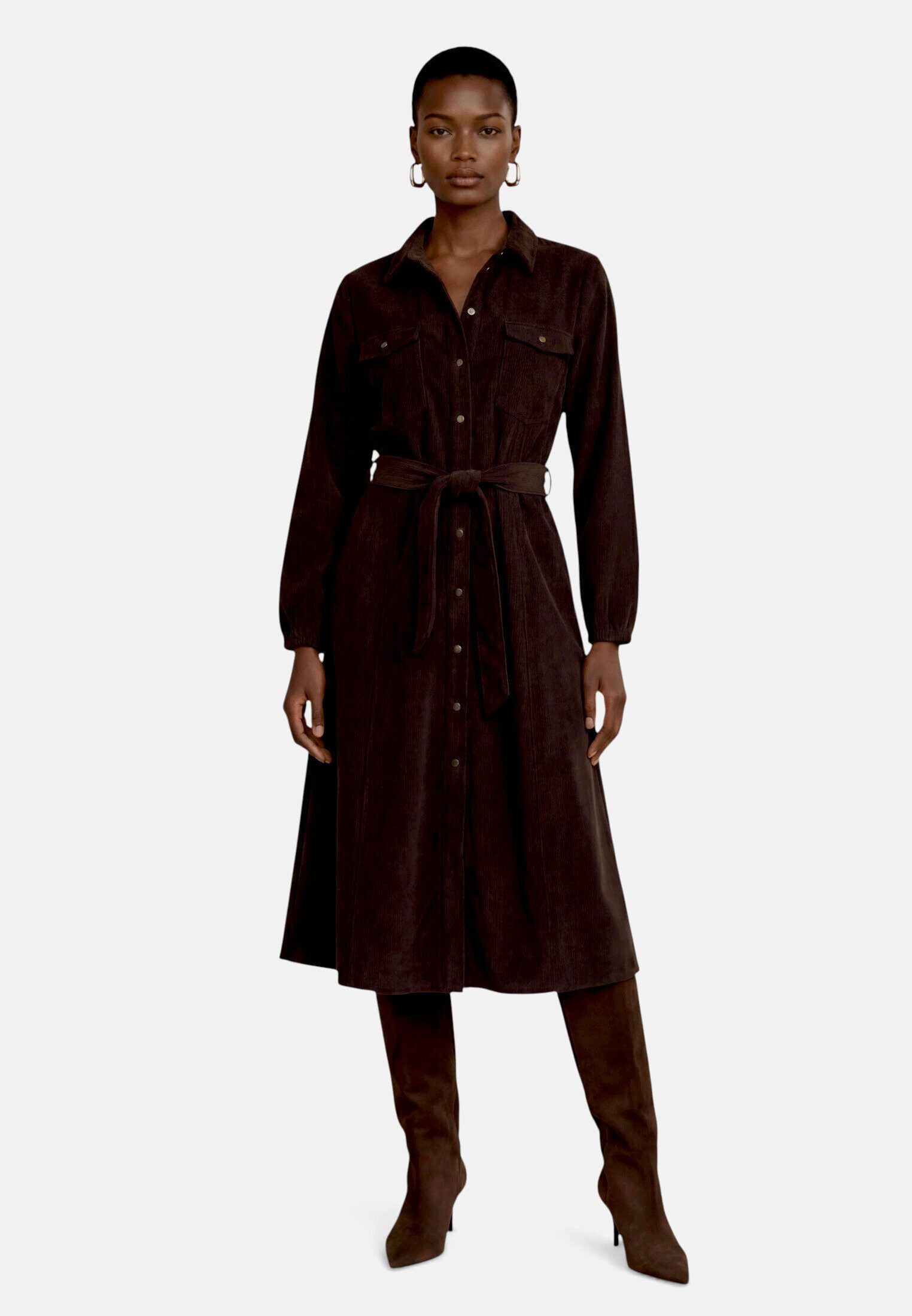 Zero Cordkleid Damen mit Bindegürtel Material