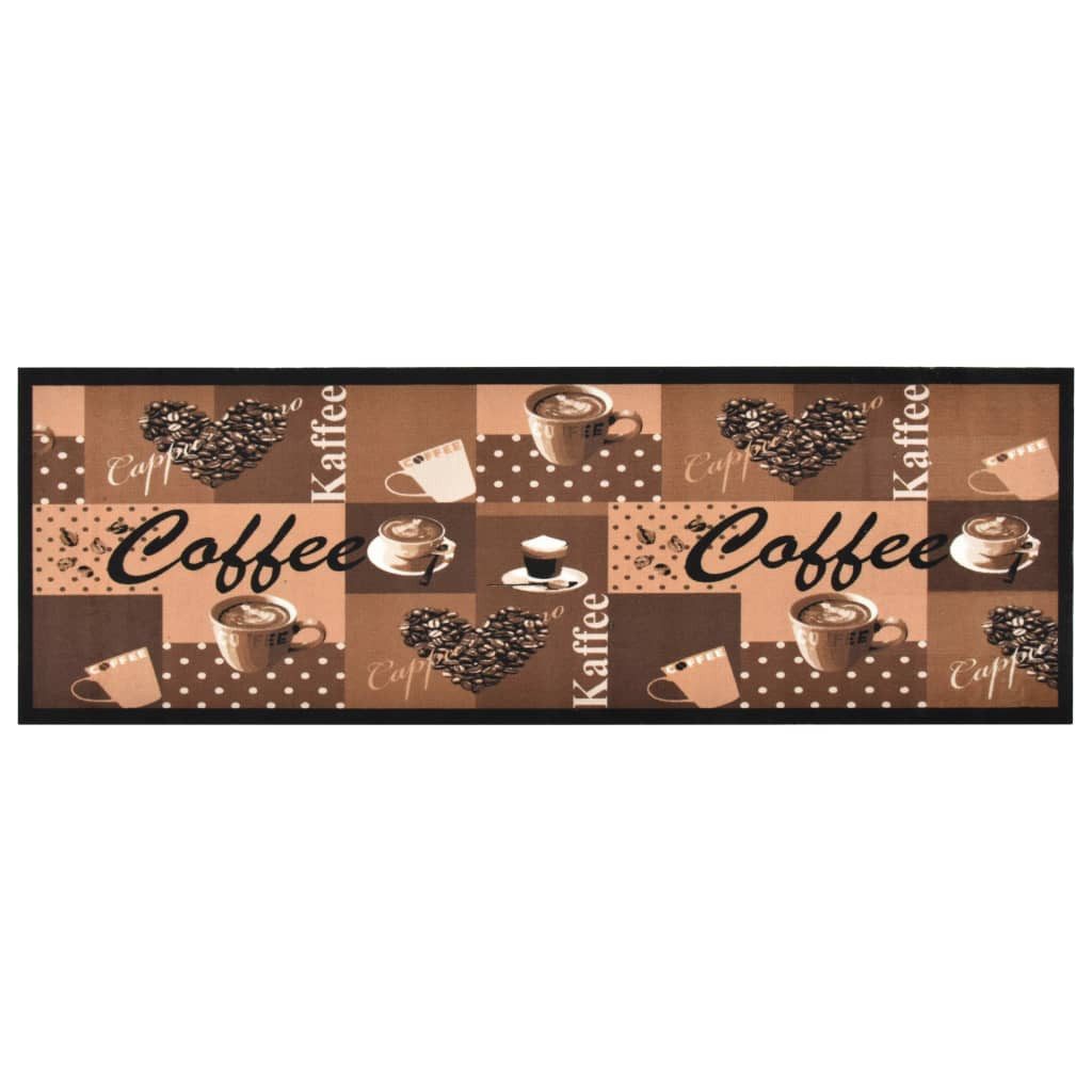 furnicato Teppich Trendige Bodenmatte 150 x 45 cm in Kaffee Braun Druck, 45 x 150 cm, Maschinenwaschbarer Teppichläufer mit rutschfester Latexbasis