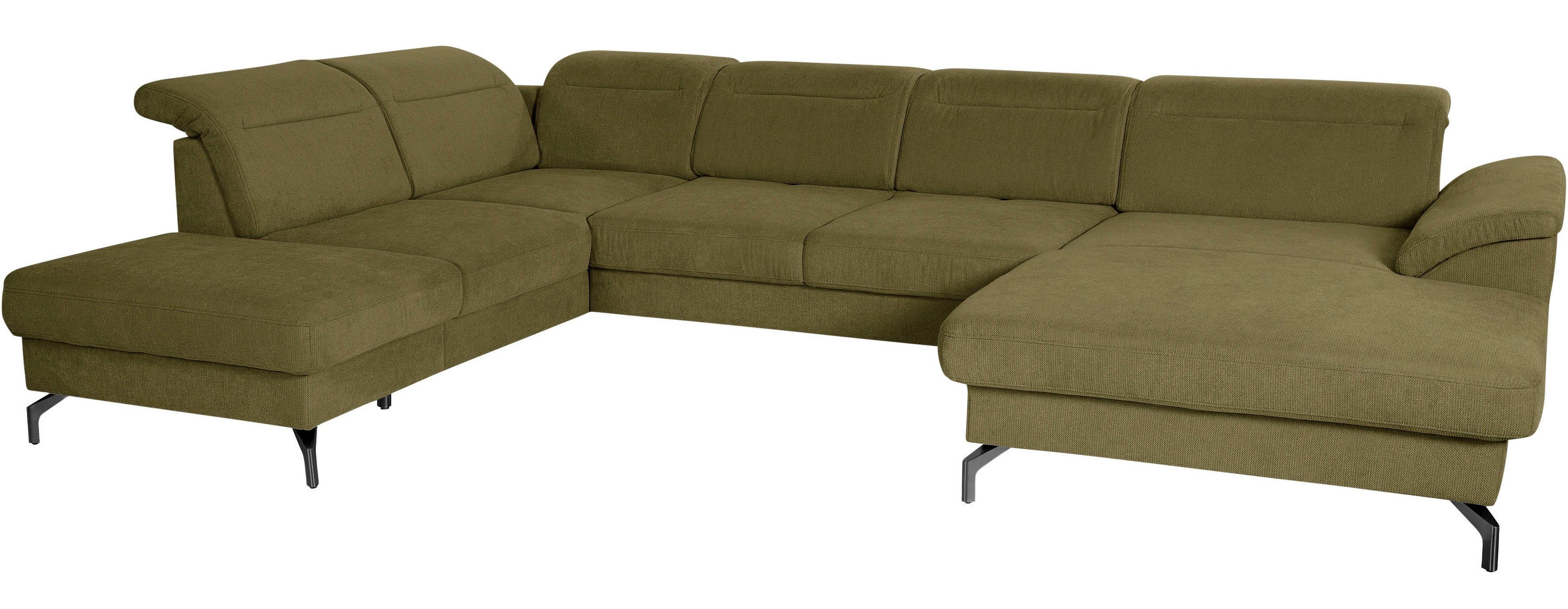sit&more Wohnlandschaft Percy U-Form, 15 cm Fußhöhe, Sitztiefenverstellung, wahlweise in 2 Fußfarben