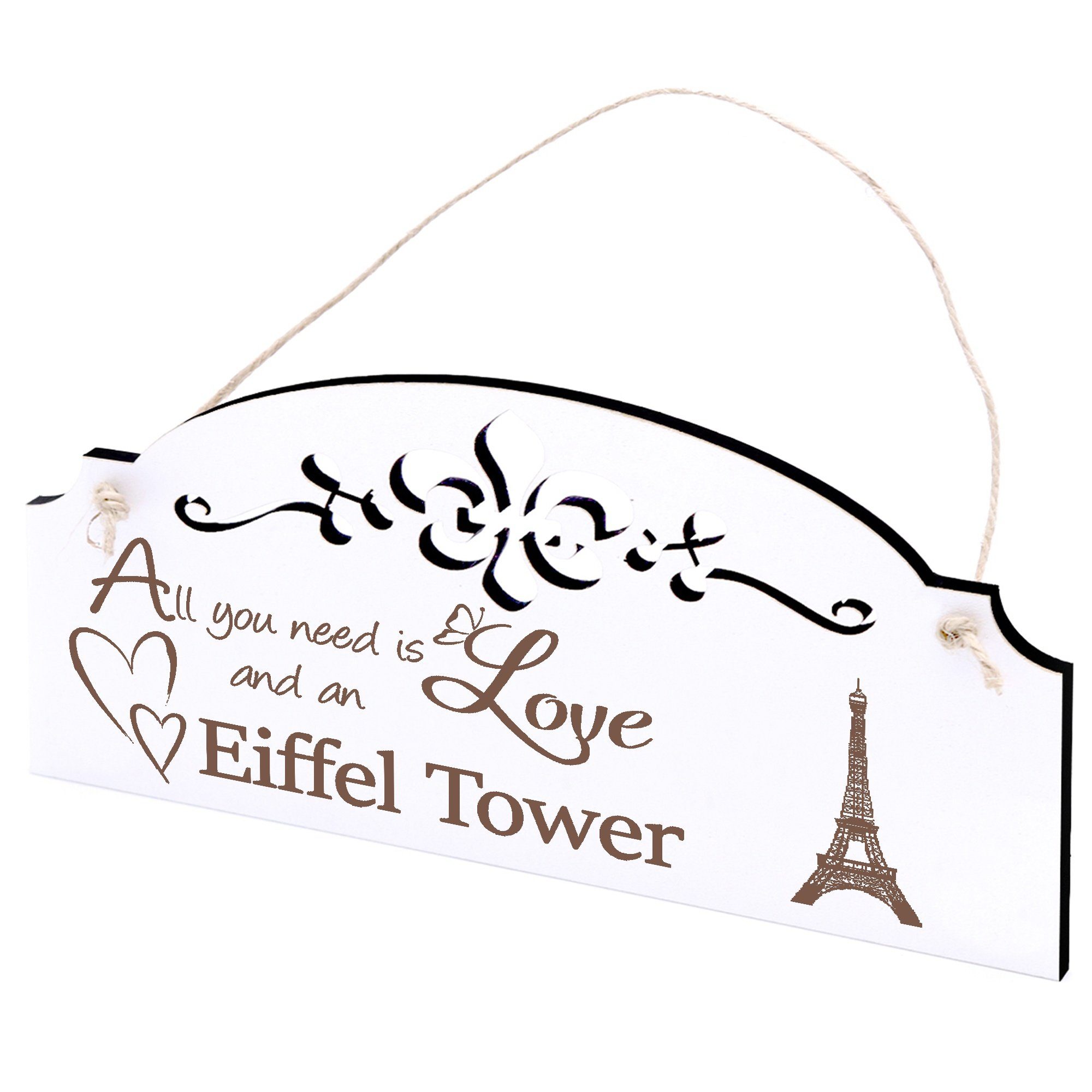 Dekolando Hängedekoration Eiffelturm Deko 20x10cm All you need is Love