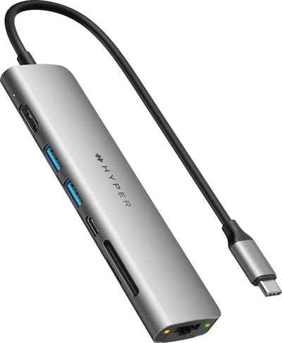 Hyper »HyperDrive SLAB 7in1 USB-C« Adapter zu HDMI, RJ-45 (Ethernet), USB Typ C, 2x USB Typ A, SD-Card, MicroSD-Card