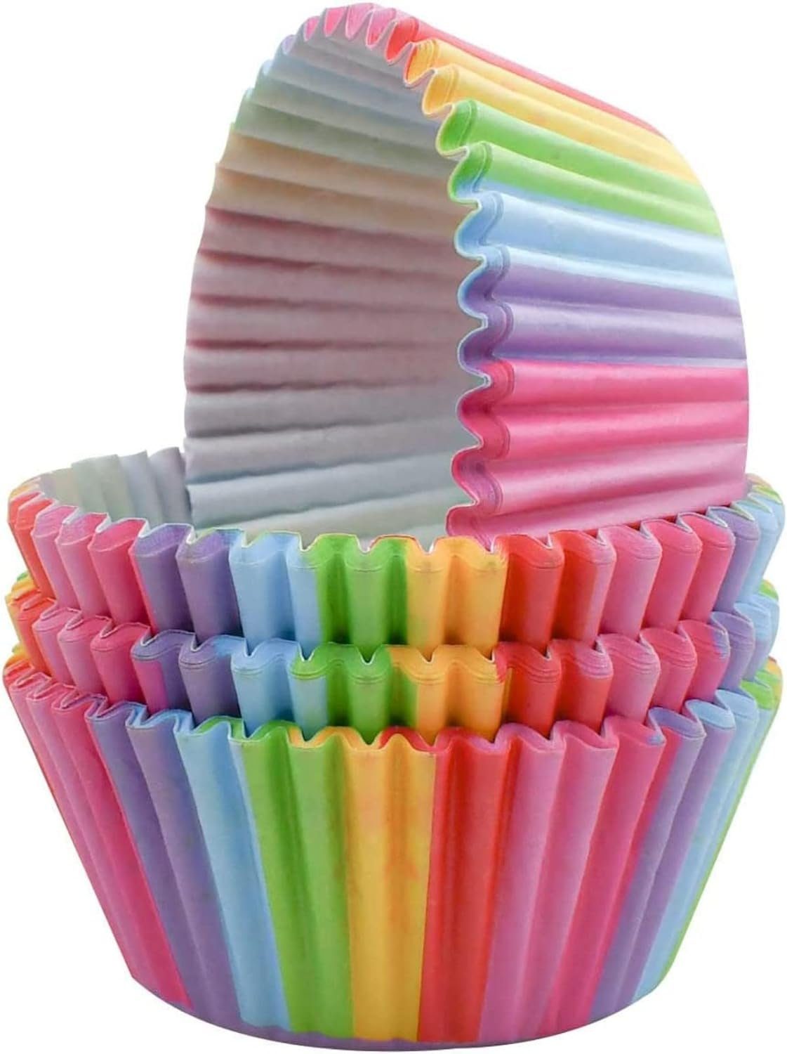 HIBNOPN Muffinform Papier Backförmchen Rainbow Cupcake Wrapper Muffin Förmchen 100 Stück, (100-tlg)