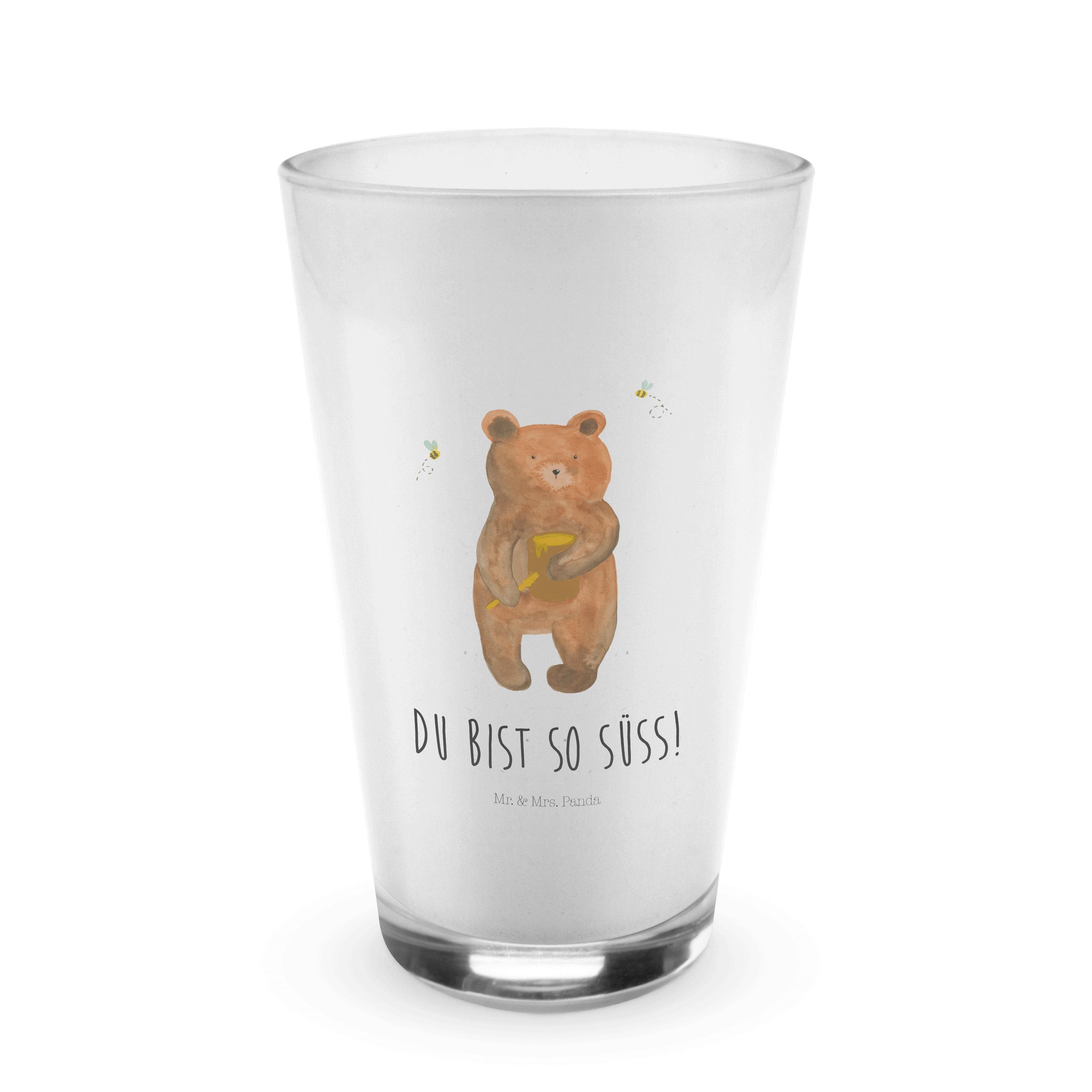 Mr. & Mrs. Panda Glas Honigbär - Transparent - Geschenk, Liebe, Teddybär, Latte Macchiato, Premium Glas
