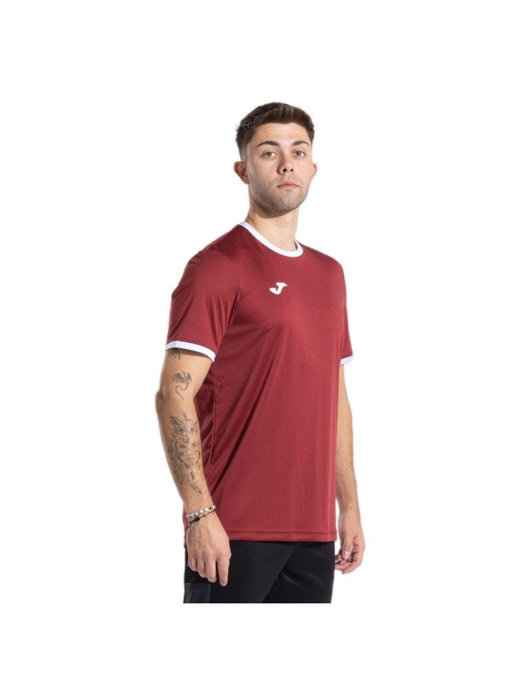 Joma T-Shirt Combi Premium (100% Polyester, atmungsaktiv) bordeauxrot/weiss Herren