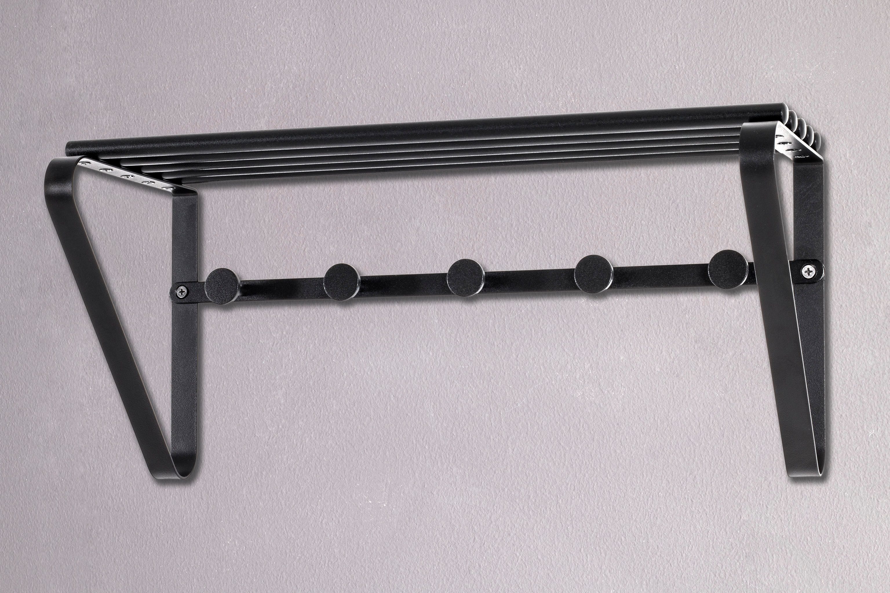 HAKU Garderobenleiste Flurgarderobe, Garderobe, Garderobenhaken, Garderobenleiste, rechteckig - aus Metall Schwarz - B/T/H 45/18/20 cm