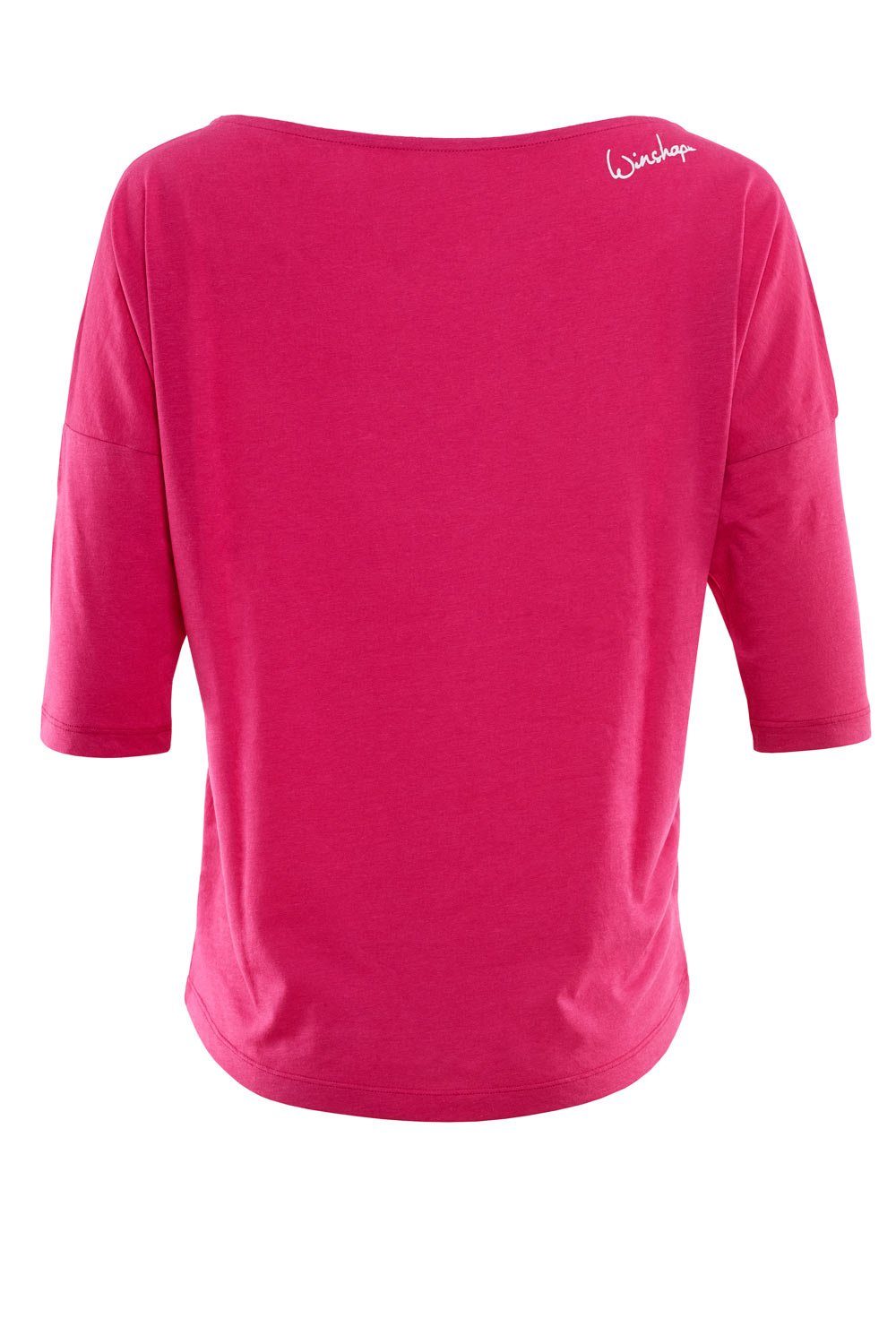 weißem Glitzer-Aufdruck glitzer 3/4-Arm-Shirt weiß deep ultra - pink Winshape MCS001 leicht mit