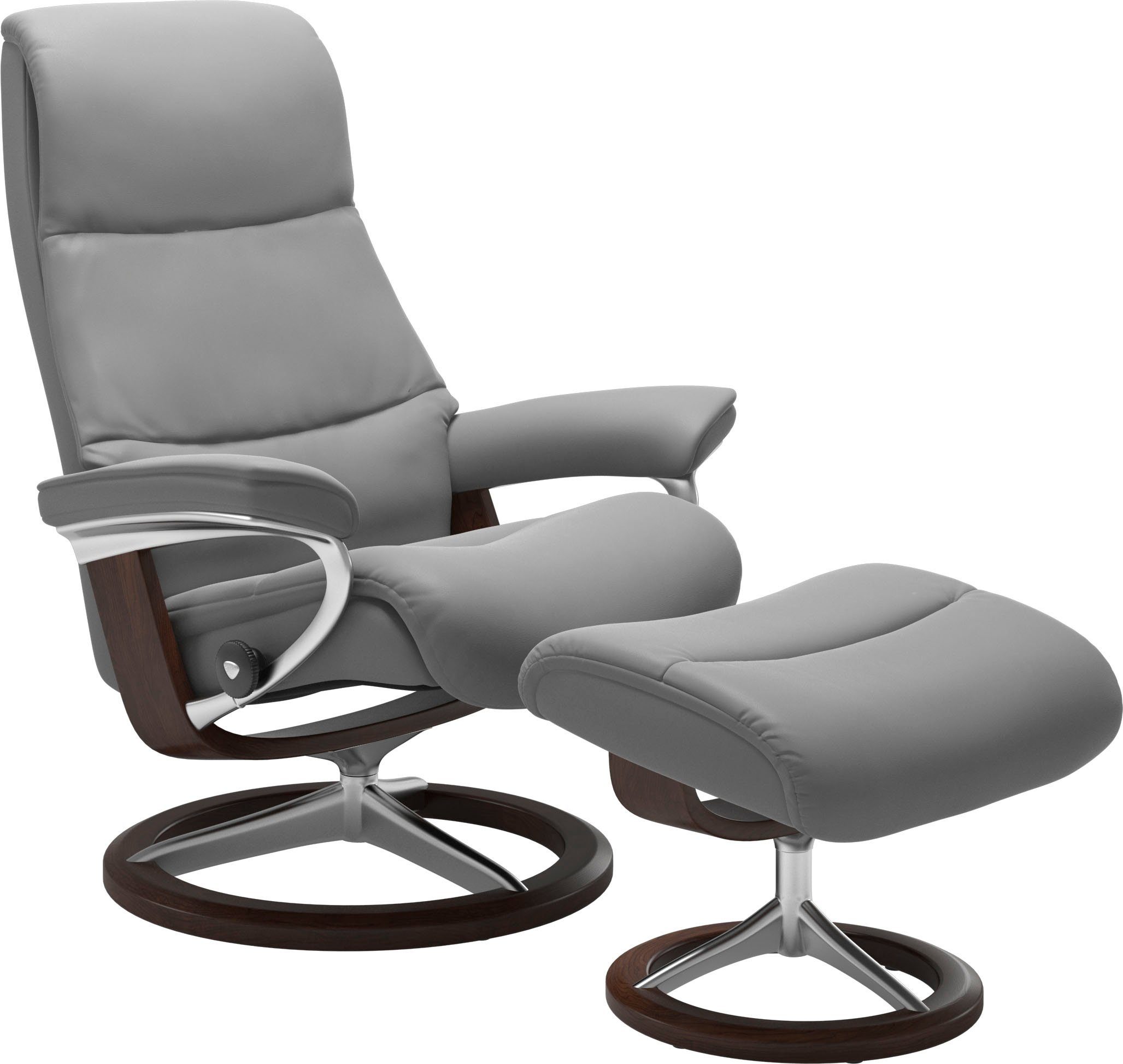 Signature Stressless® mit Relaxsessel Relaxsessel Größe L,Gestell View Braun Hocker), (Set, Base, mit