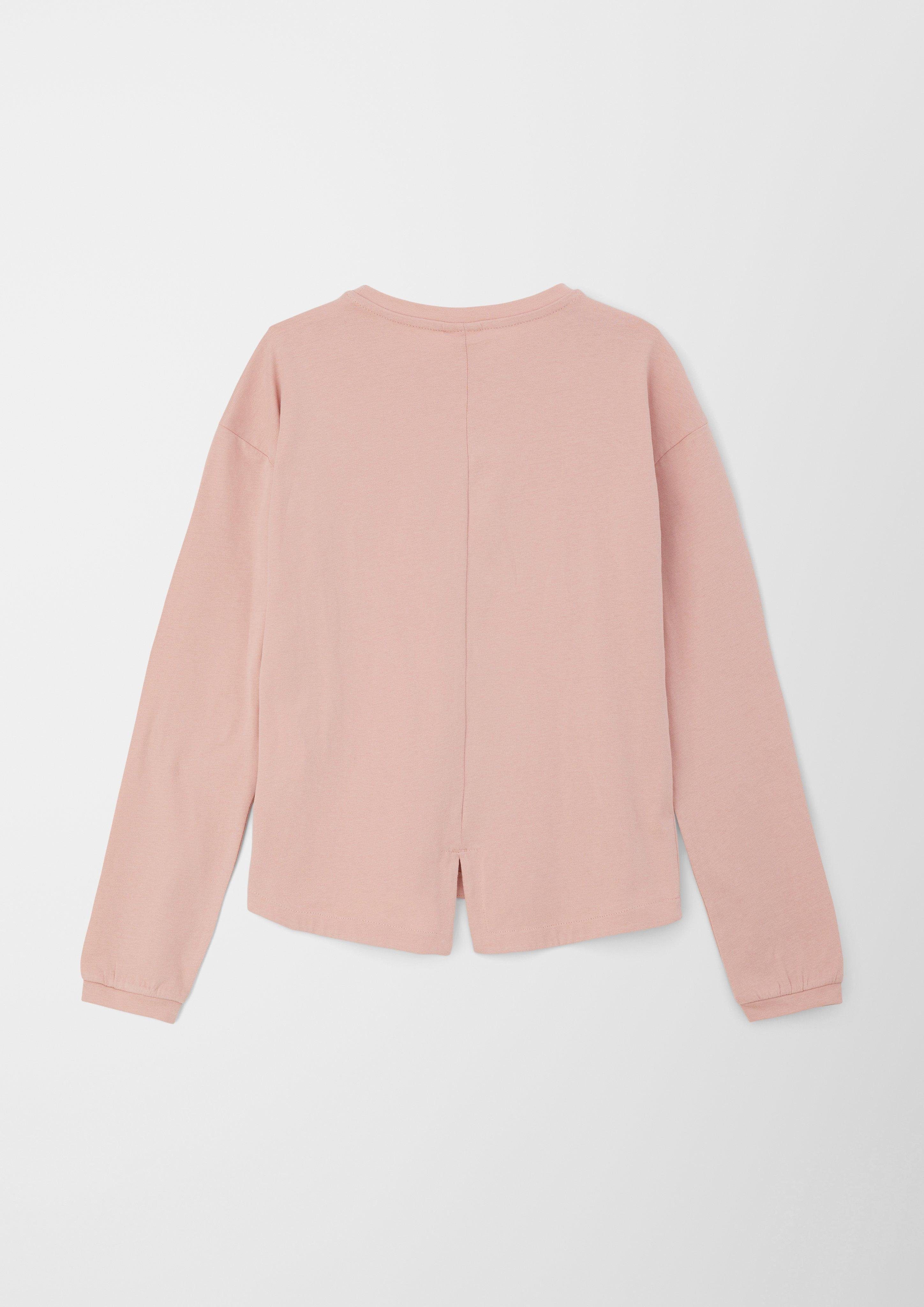 s.Oliver Langarmshirt Longsleeve mit pink Nieten Nietenbesatz