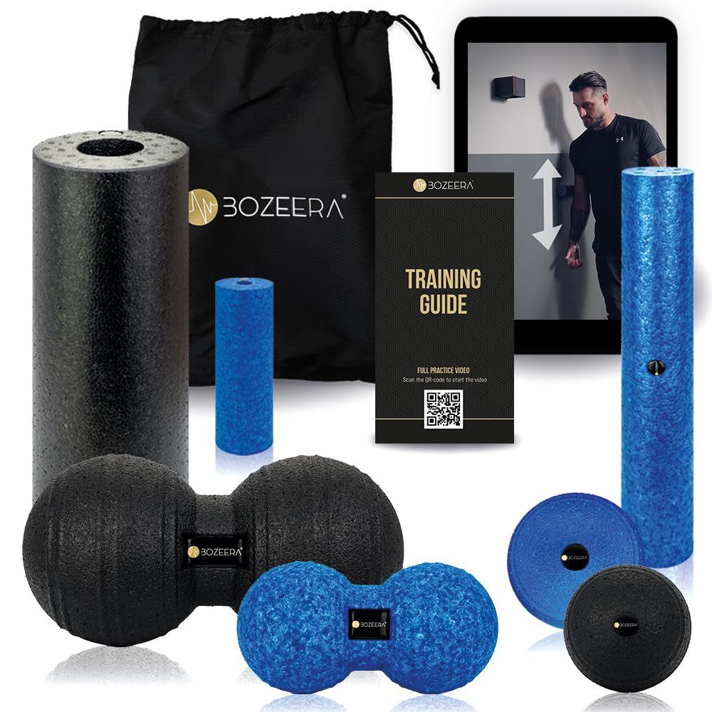 Massageball Faszienball Set, 3X Faszienrolle, 2X Faszien Duoball, 2X Faszienball