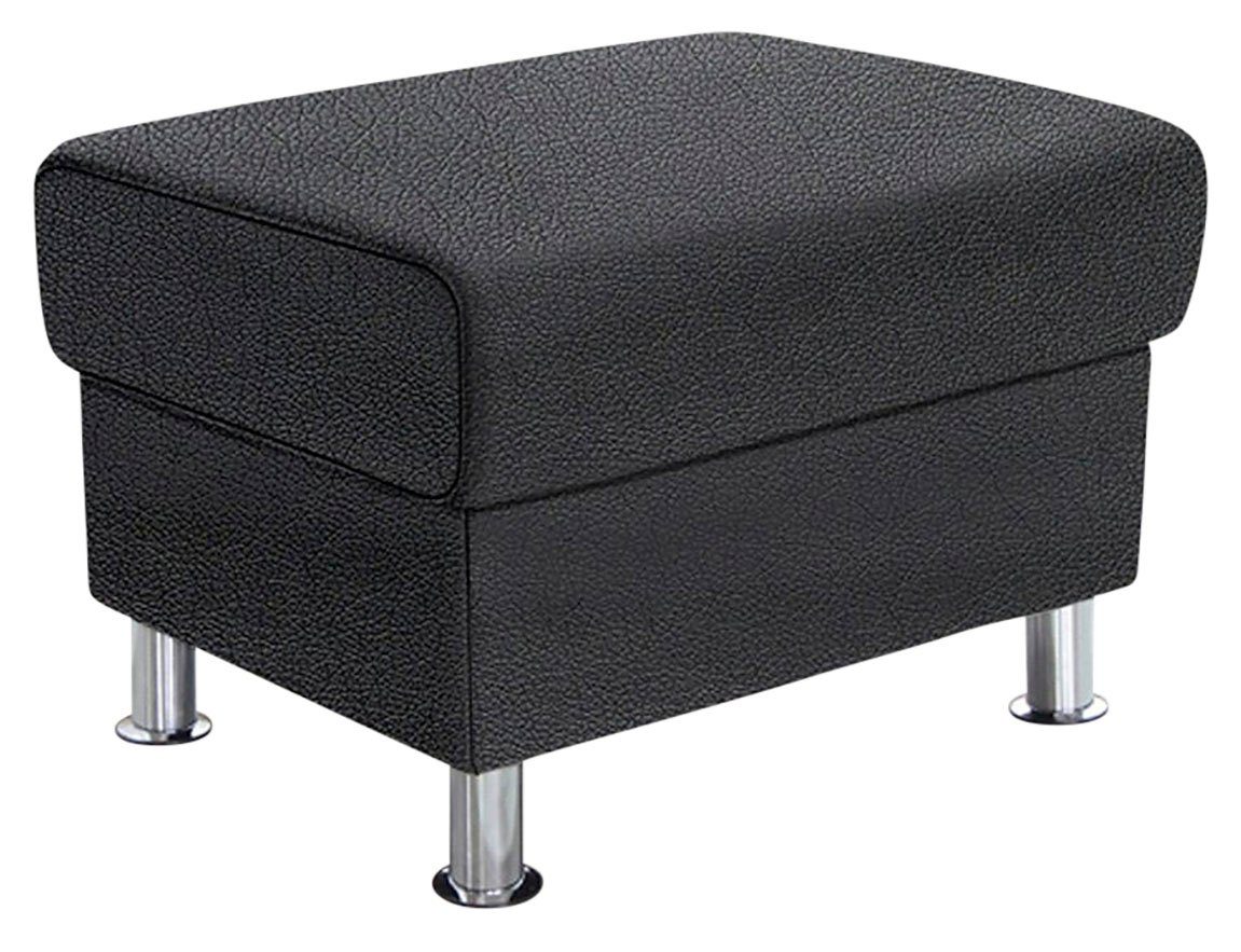 TRENDMANUFAKTUR Hocker Rondo, Polsterhocker zur Serie, Breite 67 cm, Füße chromfarben, Fußhocker wahlweise mit Federkern, in verschiedenen Bezügen bestellbar