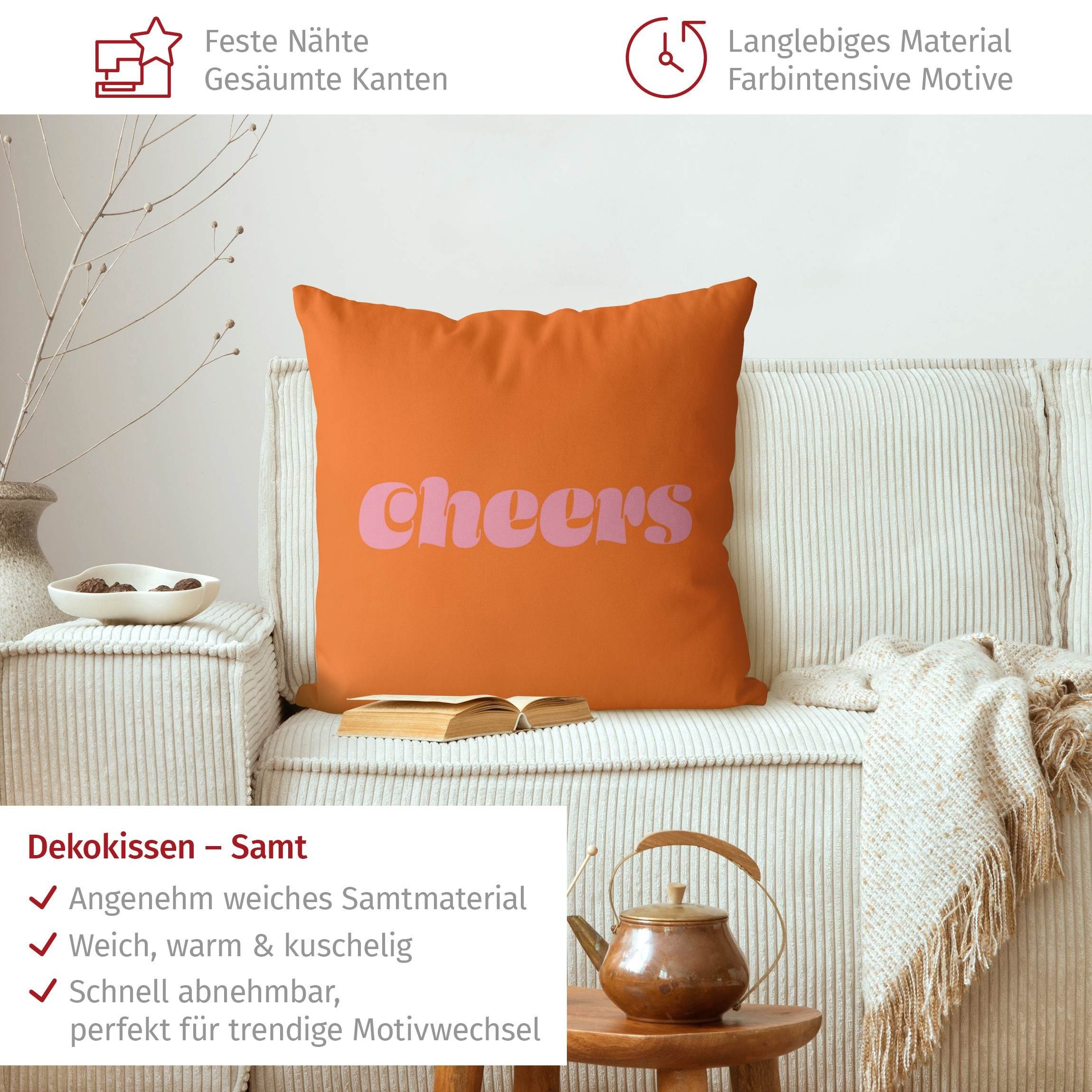 Bilderdepot24 Dekokissen drinnen Kissenhülle/ Sofakissen/ Zierkissen orange Sprüche Pop Art, Bezug mit / ohne Füllung Zierkissen Outdoor Sofa Bett