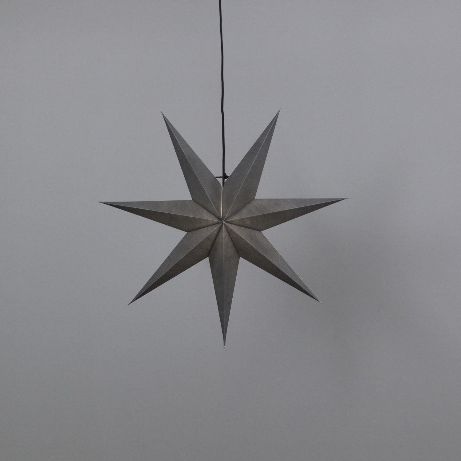 STAR TRADING LED Stern Papierstern Leuchtstern Faltstern 7-zackig hängend 70cm mit Kabel grau