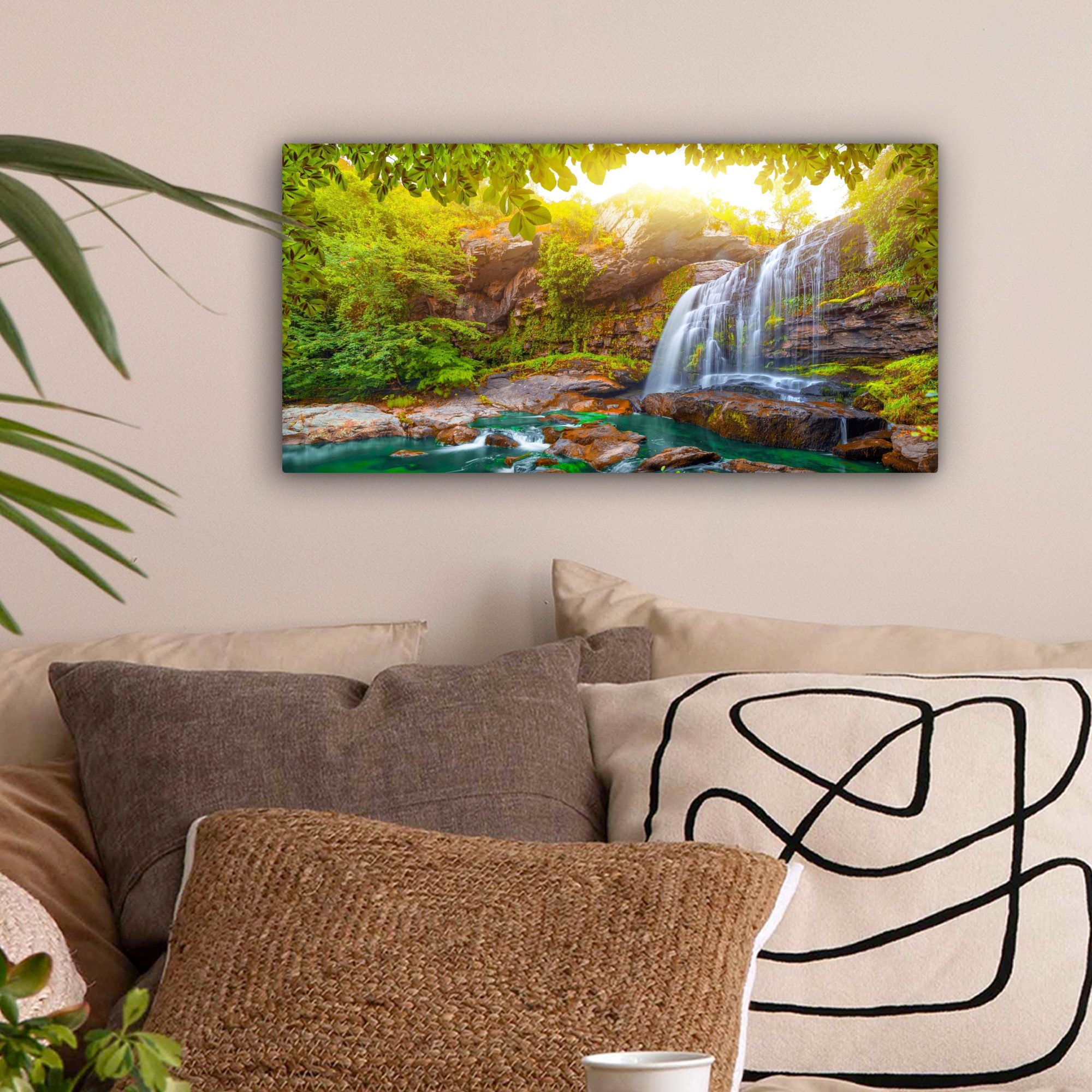 OneMillionCanvasses® Leinwandbild Panorama Natur - Wasserfall günstig online kaufen