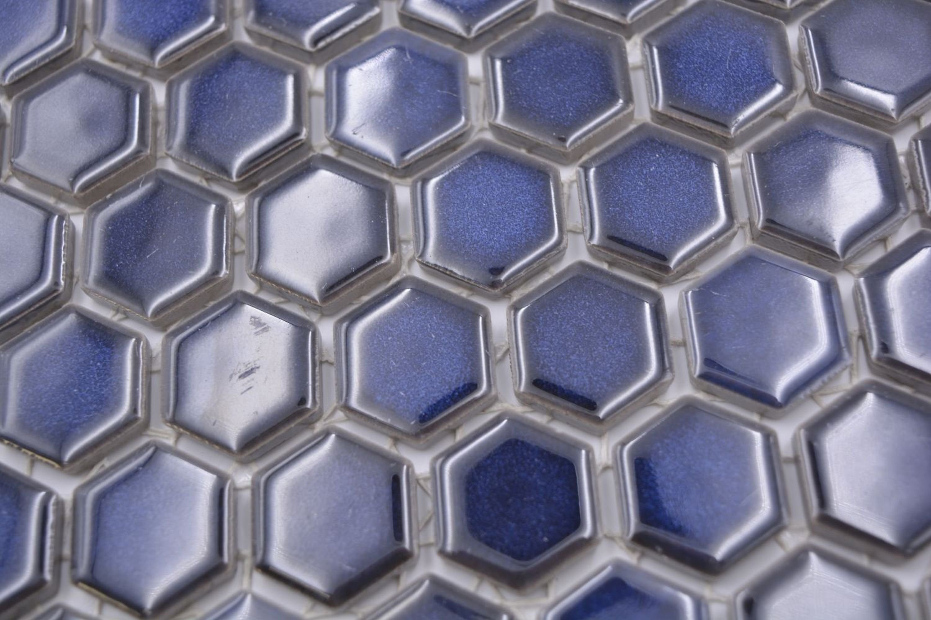 Mosani Mosaikfliesen Keramikmosaik Mosaikfliesen kobaltblau glänzend / 10 Mosaikmatten