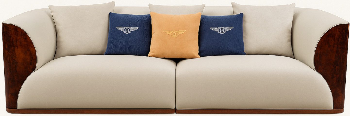 Xlmoebel Big-Sofa Designer Ledercouch mit Holzdetails für stilvolles Wohnen, 1 Teile, Hergestellt in Europa