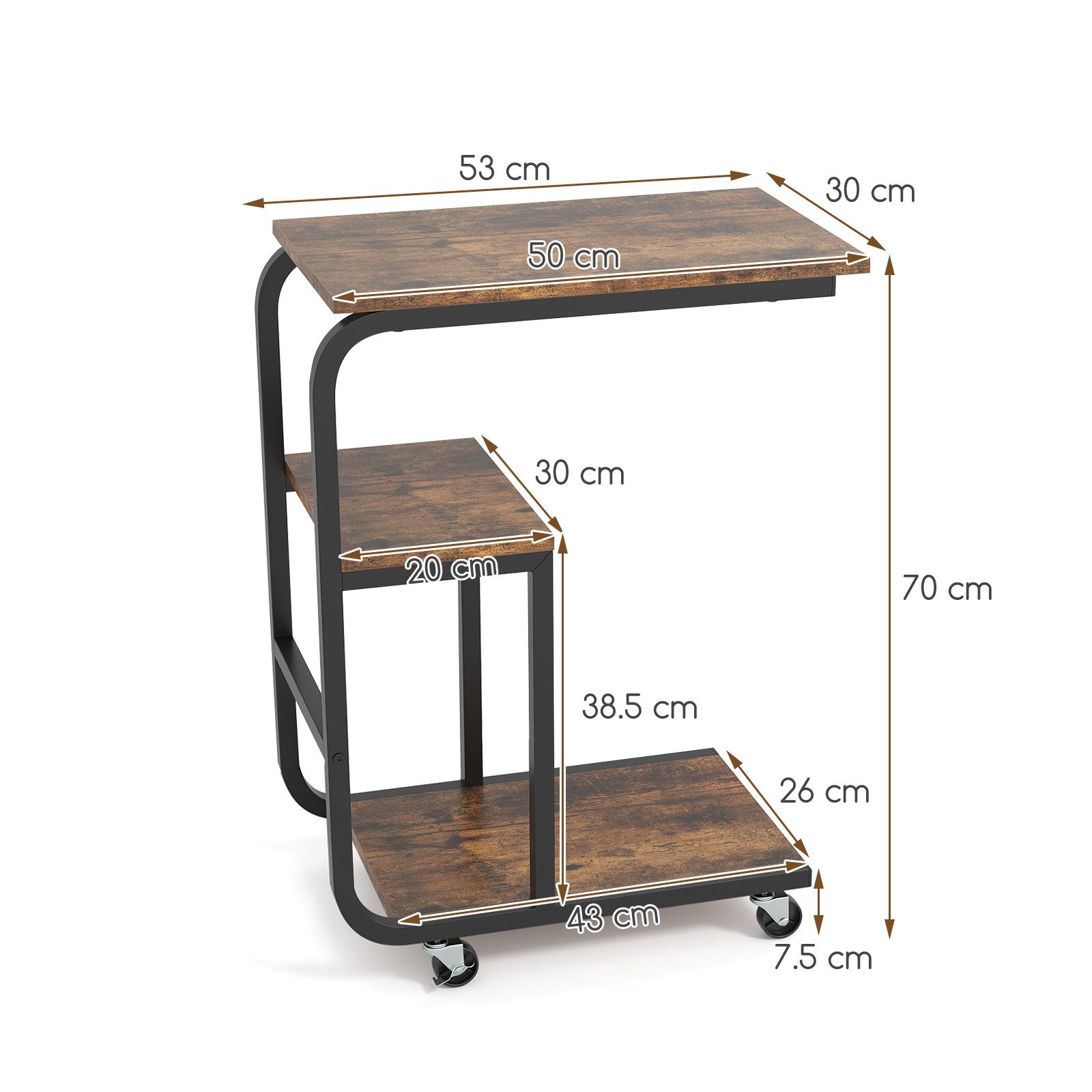 KOMFOTTEU Beistelltisch (2-St), Laptoptisch C-Form Industrie-Design, günstig online kaufen
