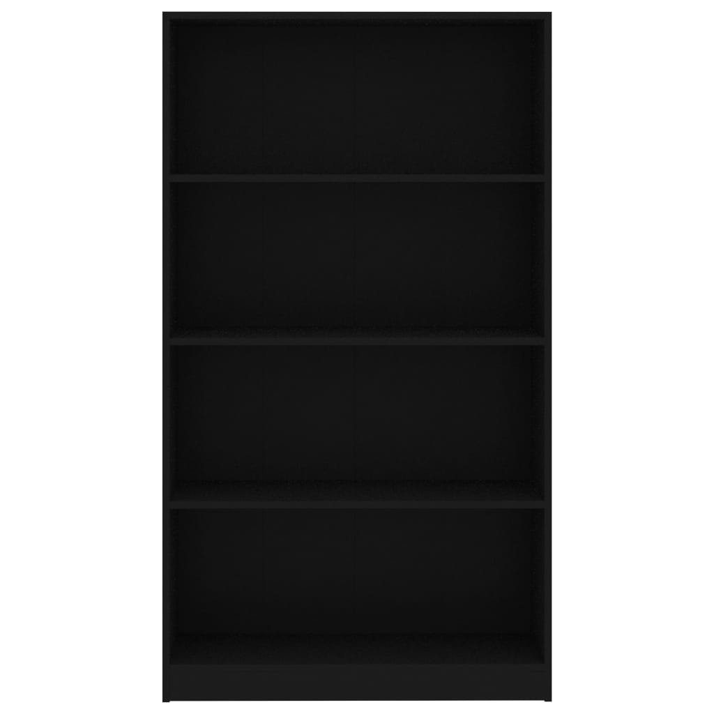 furnicato Bücherregal 4 Fächer Schwarz cm 80x24x142 Holzwerkstoff