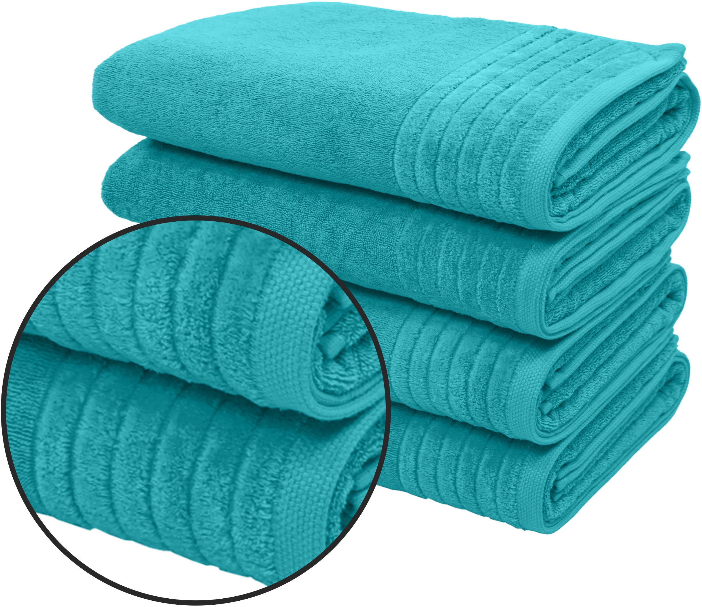 OTTO home Duschtücher Sanremo Premium, Premium Handtücher, 600 gr/m², 70x140cm, Frottier (Set, 4-St), mit Bordüre, flauschig und weich, dicke Qualität, 5 Jahre Garantie