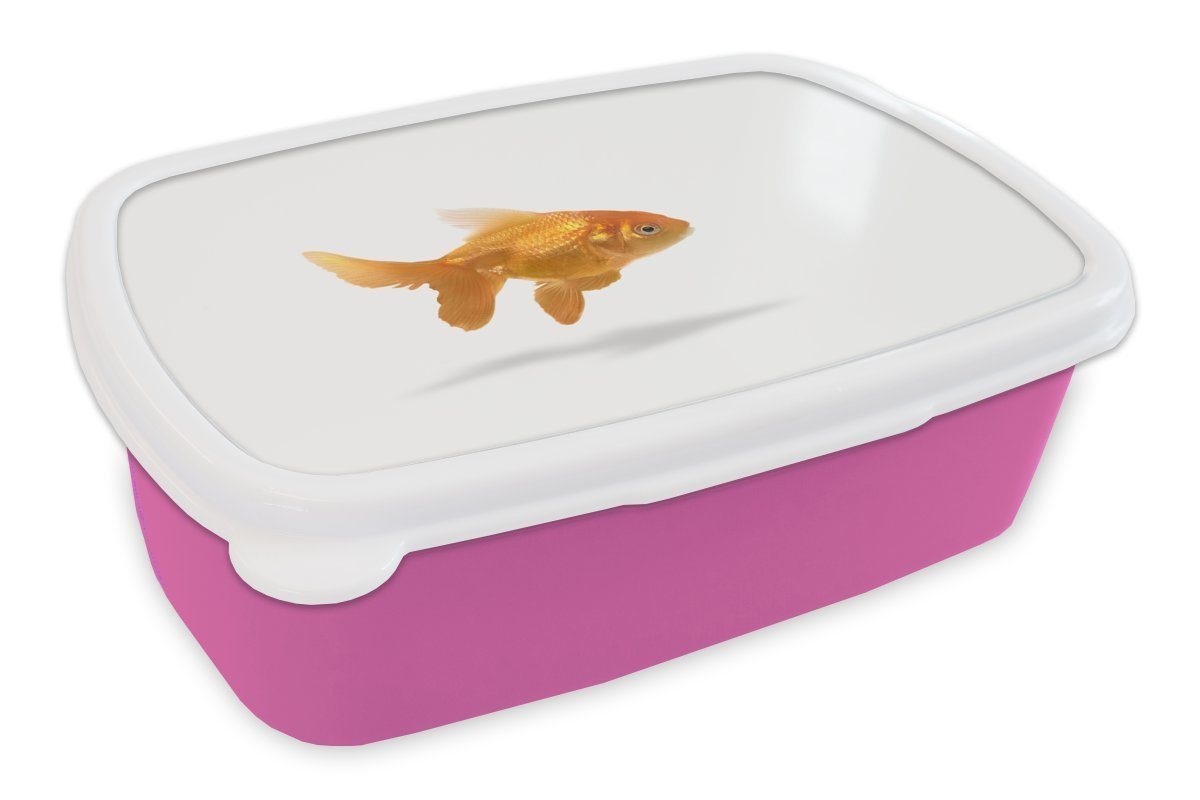 MuchoWow Lunchbox Goldfisch - Weiß - Fisch, Kunststoff, (2-tlg), Brotbox für Erwachsene, Brotdose Kinder, Snackbox, Mädchen, Kunststoff rosa