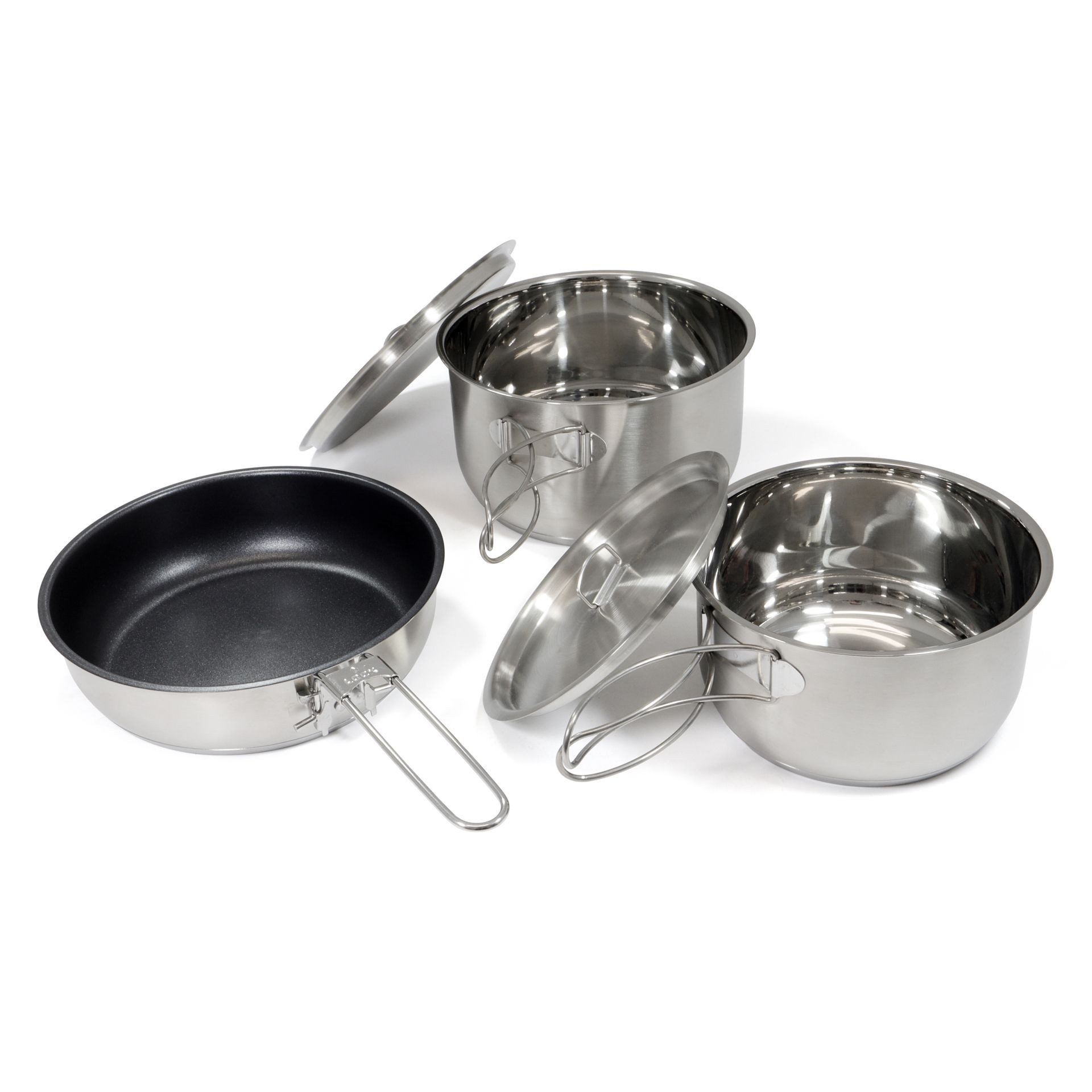 Origin Outdoors Topf-Set Origin Outdoors Edelstahlkochset 'Non-Stick', Camping, Outdoor, (3-tlg)