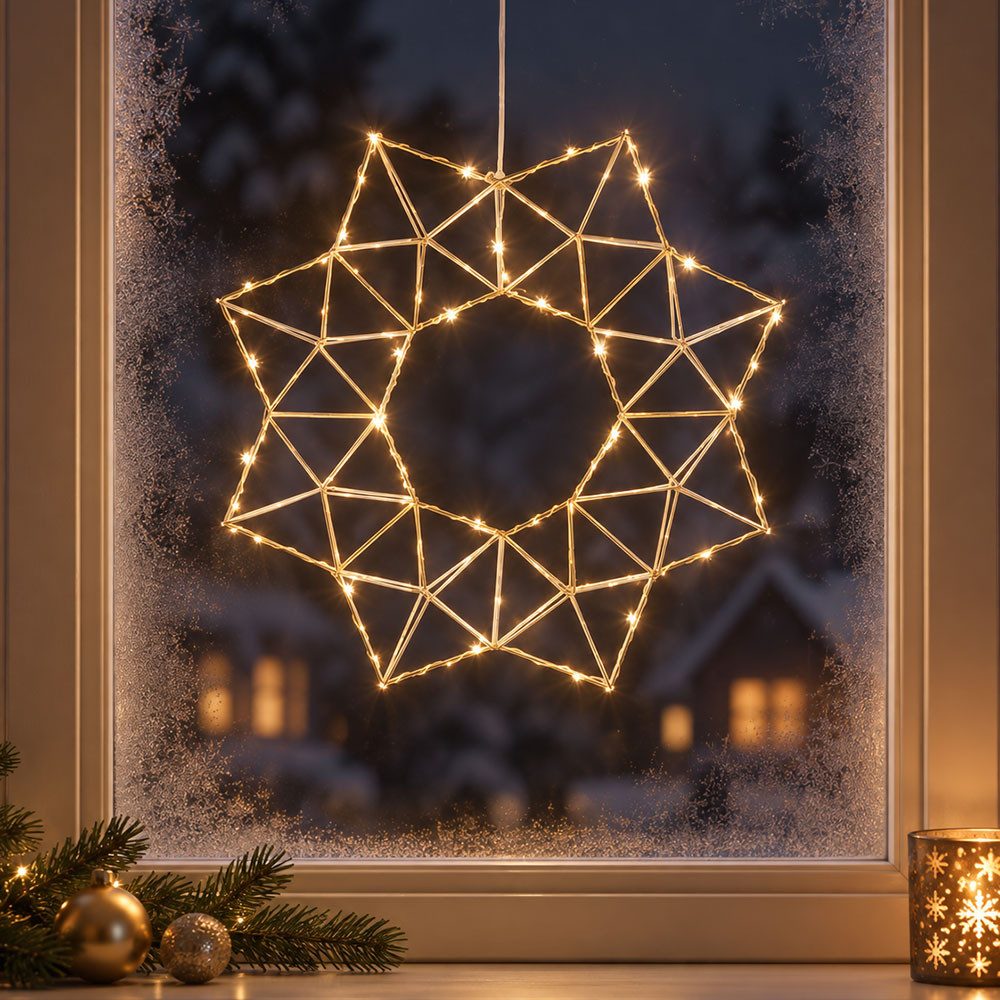 EGLO LED Stern, LED-Leuchtmittel fest verbaut, Warmweiß, LED Fensterdekoration Hängelampe Weihnachtsbeleuchtung Stern D 40 cm