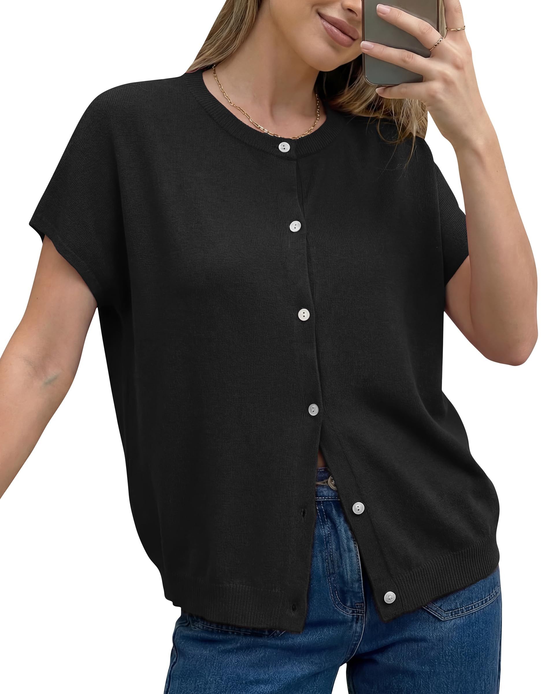 Arach&Cloz Kurzarmpullover Damen, Oversized, Basic Shirt (1-tlg) Weiches leichtes Basic für den Alltag