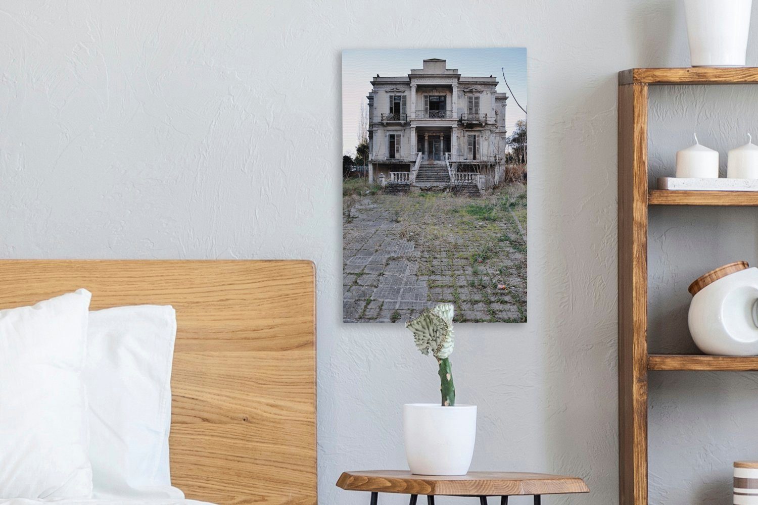 OneMillionCanvasses® Leinwandbild Neoklassisches verlassenes Haus, (1 cm fertig Leinwandbild 20x30 Gemälde, Zackenaufhänger, bespannt St), inkl