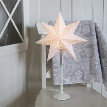 MARELIDA LED Stern Papierstern Weihnachtsstern stehend 7-zackig 35cm E14 mit Kabel weiß