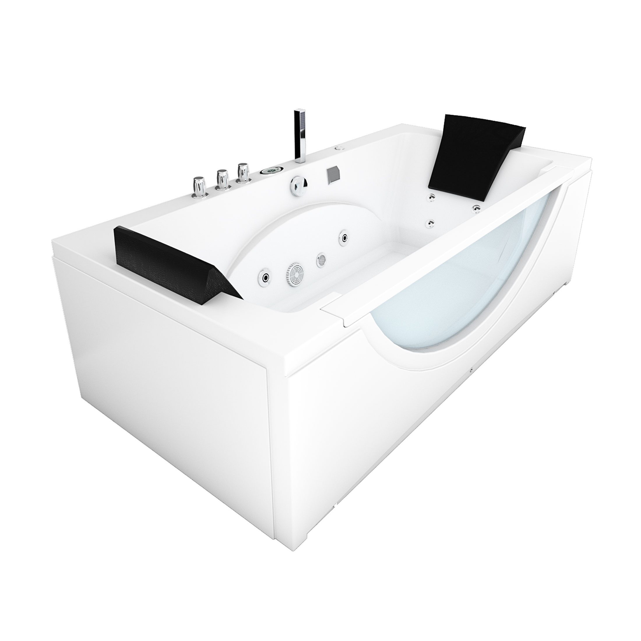 AcquaVapore Whirlpool-Badewanne Whirlpool Badewanne Eckwanne Wanne W81-C-ALL 180x90cm, (1-tlg), mit Ablaufgarnitur