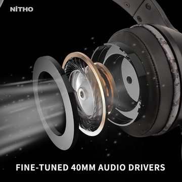 NITHO janus Gaming Over-Ear Kopfhörer mit Kabel Gaming-Headset (Headset für Over Ear Kopfhörer, mit Bügelmikrofon, 40-mm-Treiber, 3.5-mm-Audioanschluss)