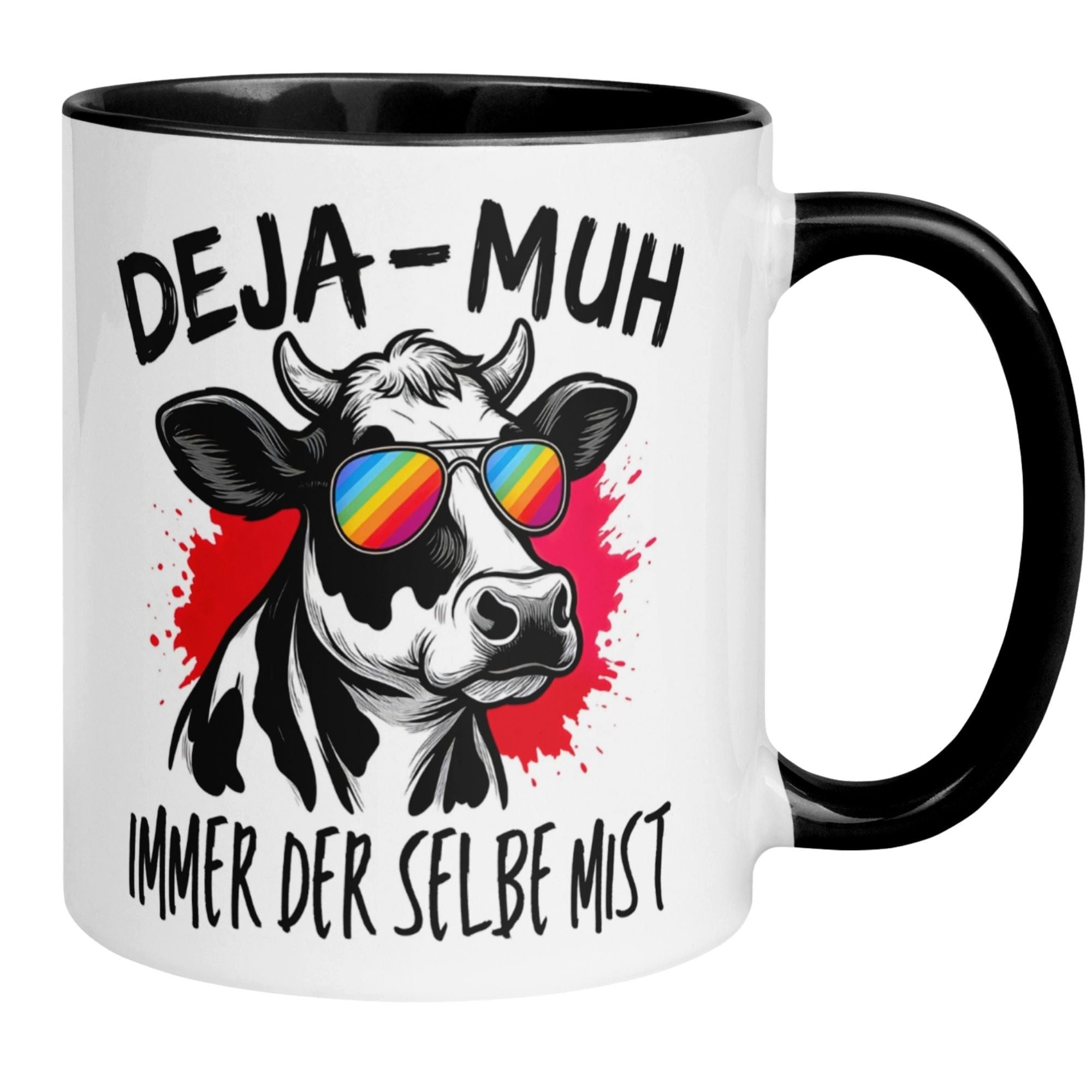Momentals Tasse Kuh – „Deja-Muh – Immer der selbe Mist“ – lustiges Geschenk Landwirt, Gratis Versand · Links-&Rechtshänder · Spülmaschinenfest
