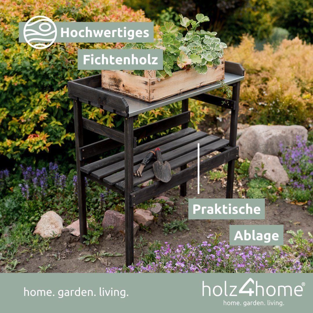 holz4home® Holz-Pflanzentisch in schwarz holz4home Gartentisch von