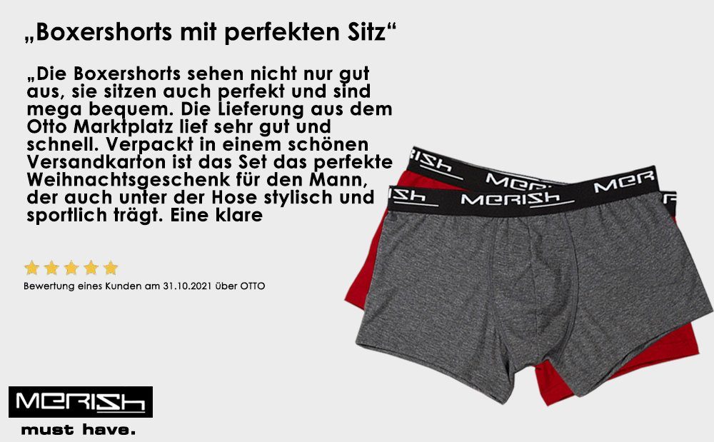 Baumwolle Qualität (Vorteilspack, 7XL 213e-anthrazit/schwarz 12er Herren perfekte - S Pack) Passform Premium Männer Boxershorts MERISH Unterhosen