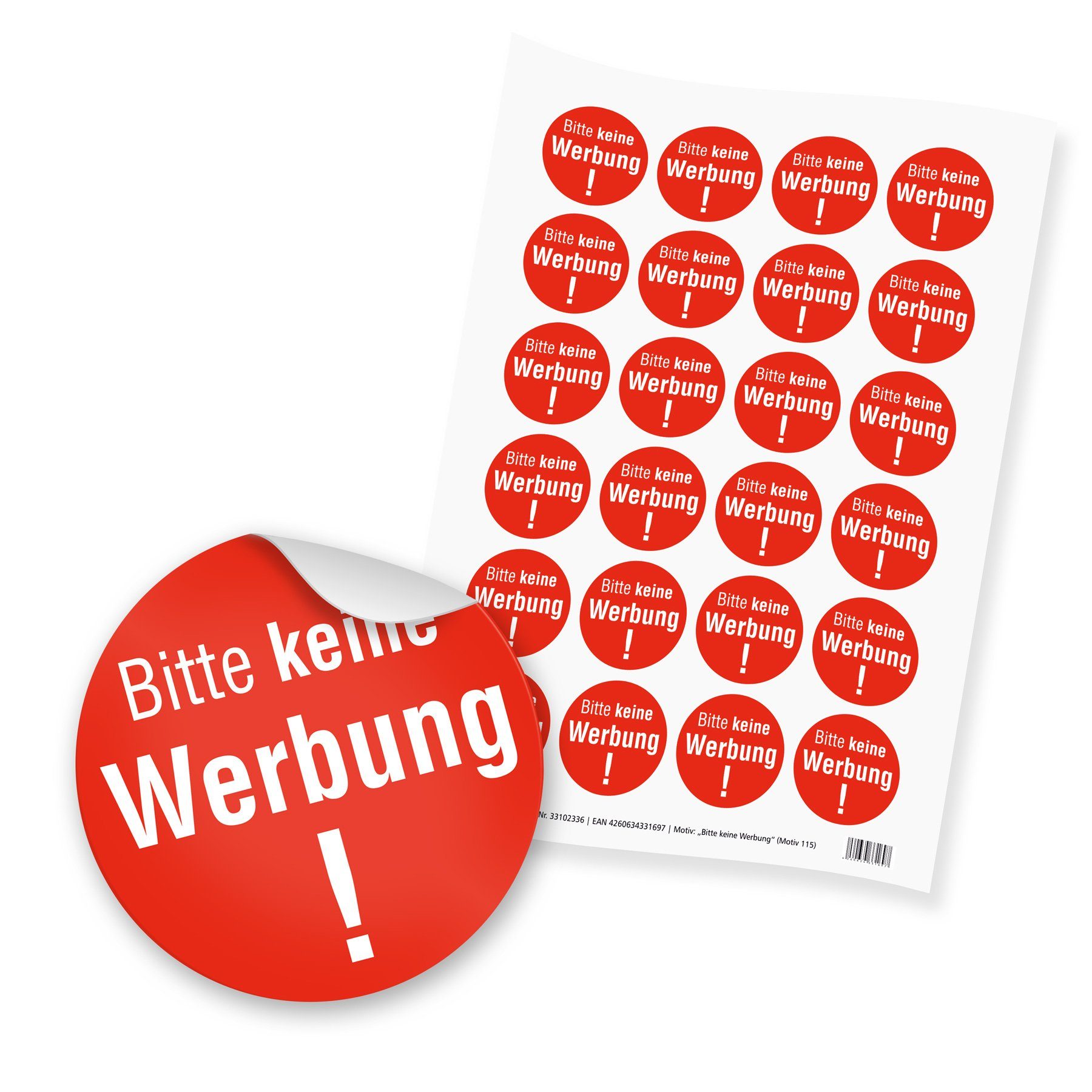 itenga Aufkleber itenga 24x Sticker Bitte keine Werbung (Motiv 115) rot weiß