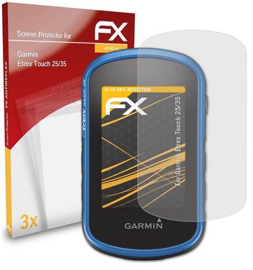 atFoliX Schutzfolie für Garmin Etrex Touch 25/35, (3 Folien), Entspiegelnd und stoßdämpfend