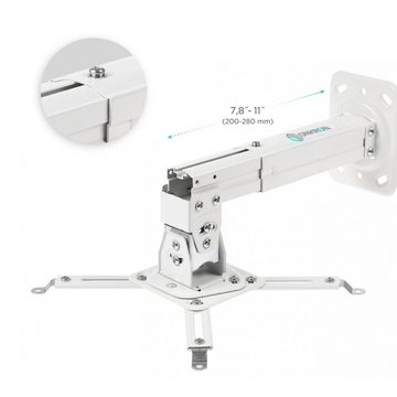 ONKRON K3A Weiß Beamer Projektor Decken-Wandhalterung Beamer-Deckenhalterung, (Beamer Halterung, Beamer Halterung, horizontale und vertikale Neigungseinstellung von -20° bis +20°, schwenkbar 20°, 275 mm bis 378 mm Verlängerung, tragbar bis zu 10 kg, Montageplatte 100x100 mm bis 325x325, weiss)